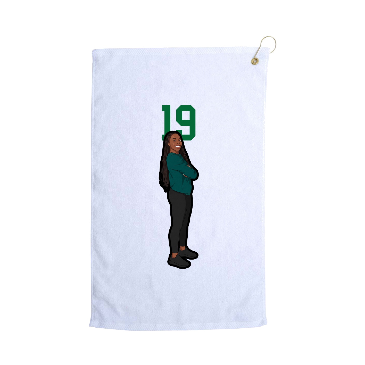Golf Towel — Number Top in White