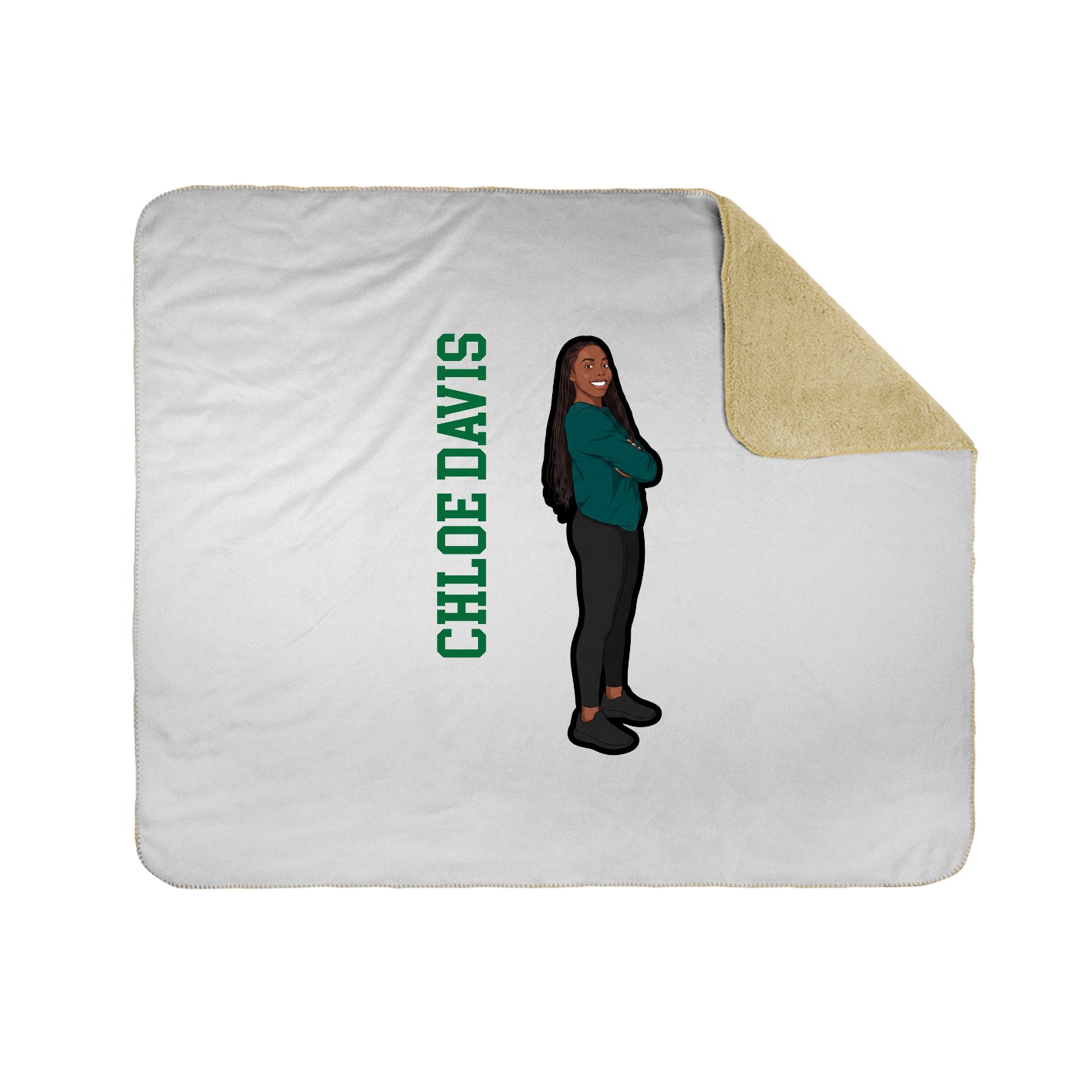 Throw Blanket — Name Vertical in White