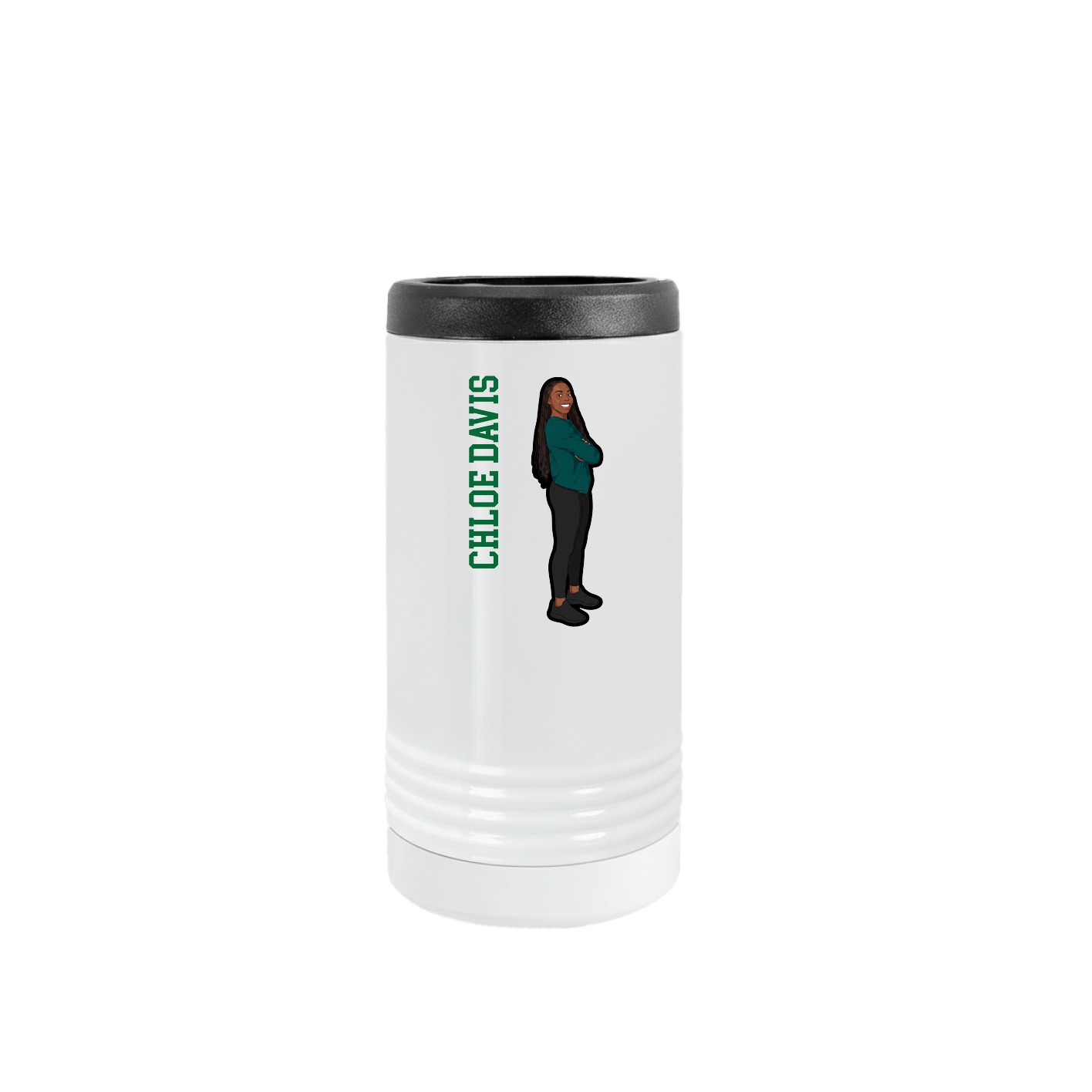 Slim Beverage Holder — Name Vertical in White