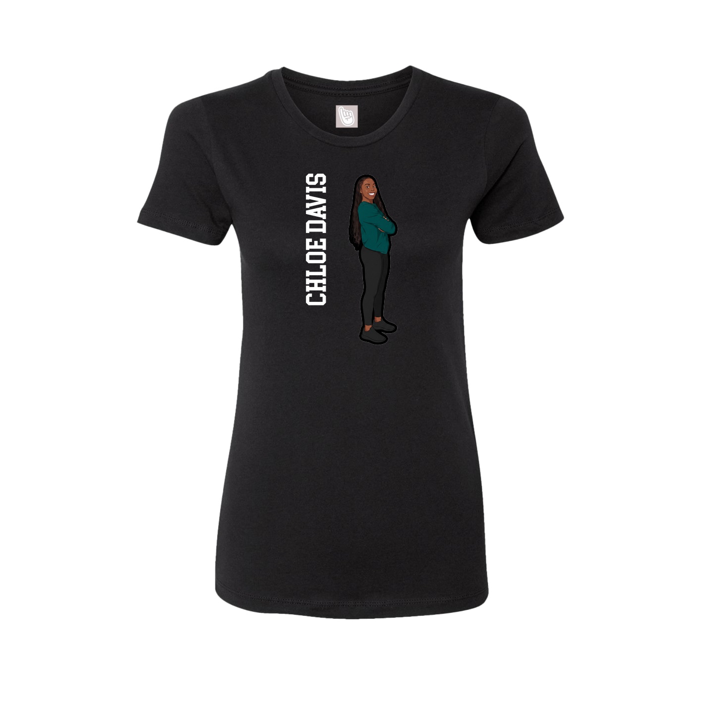 Fitted Women's Tee — Name Vertical in Black