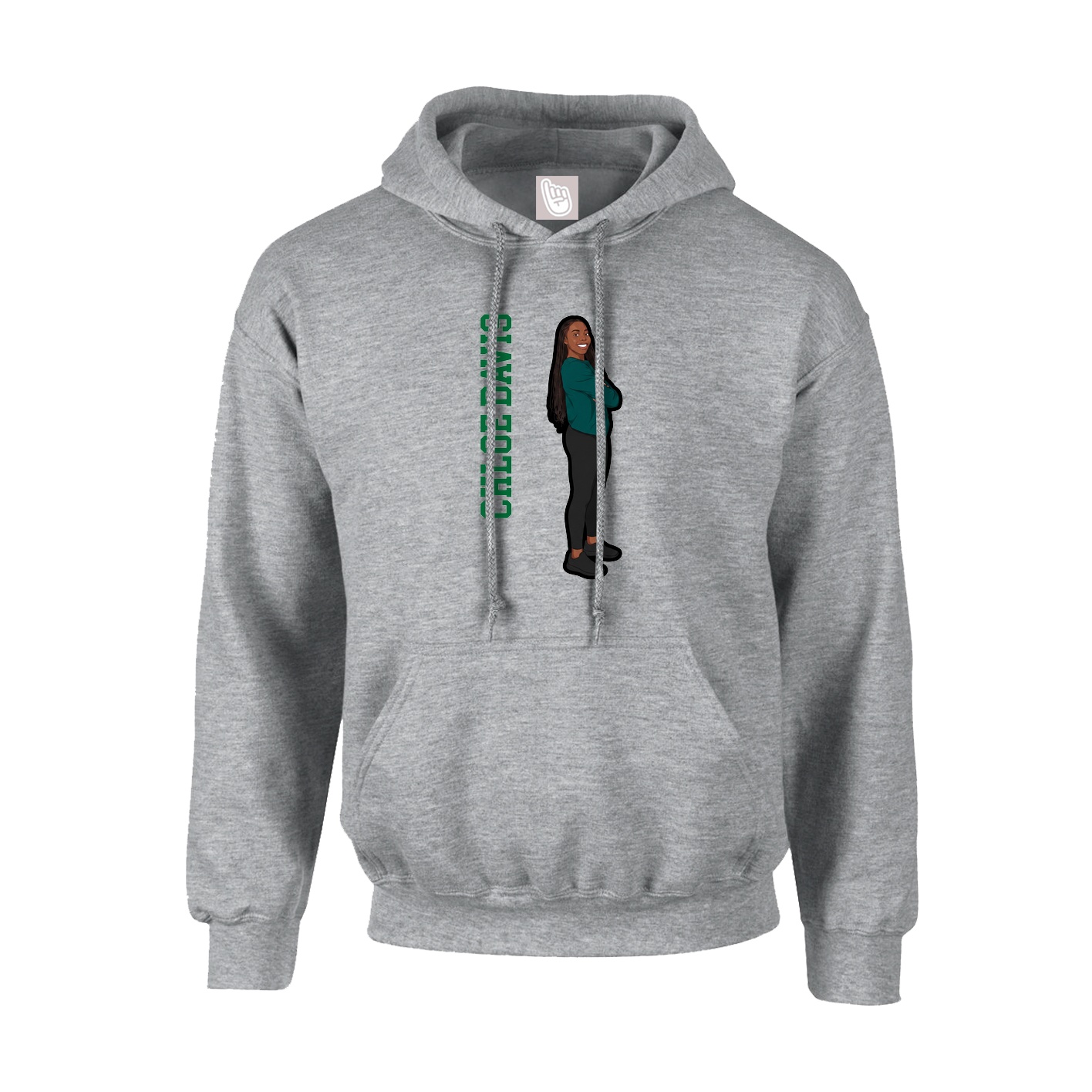 Youth Hoodie — Name Vertical in Grey