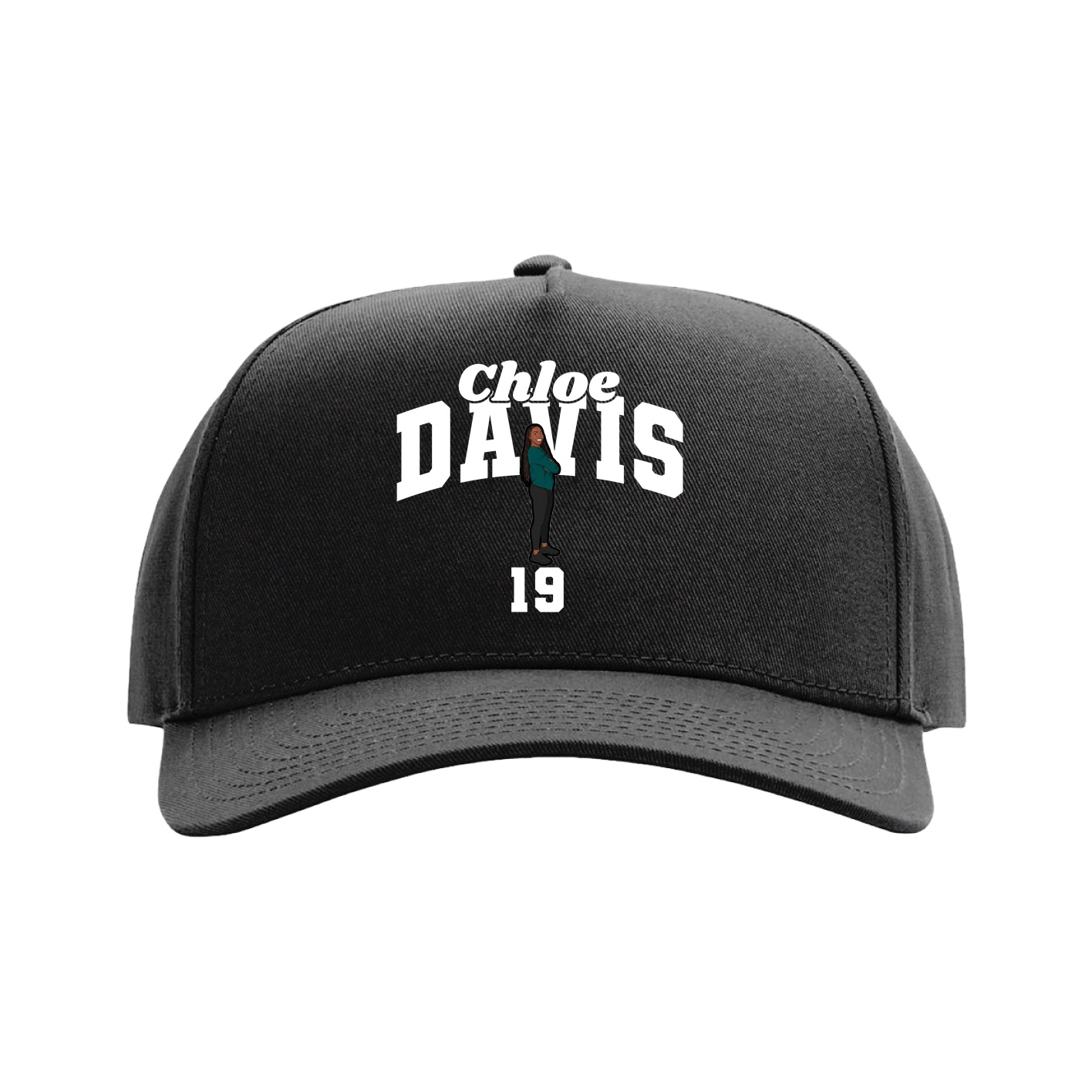 Full Fabric Five-Panel Champ Cap — Signature Arch in Black