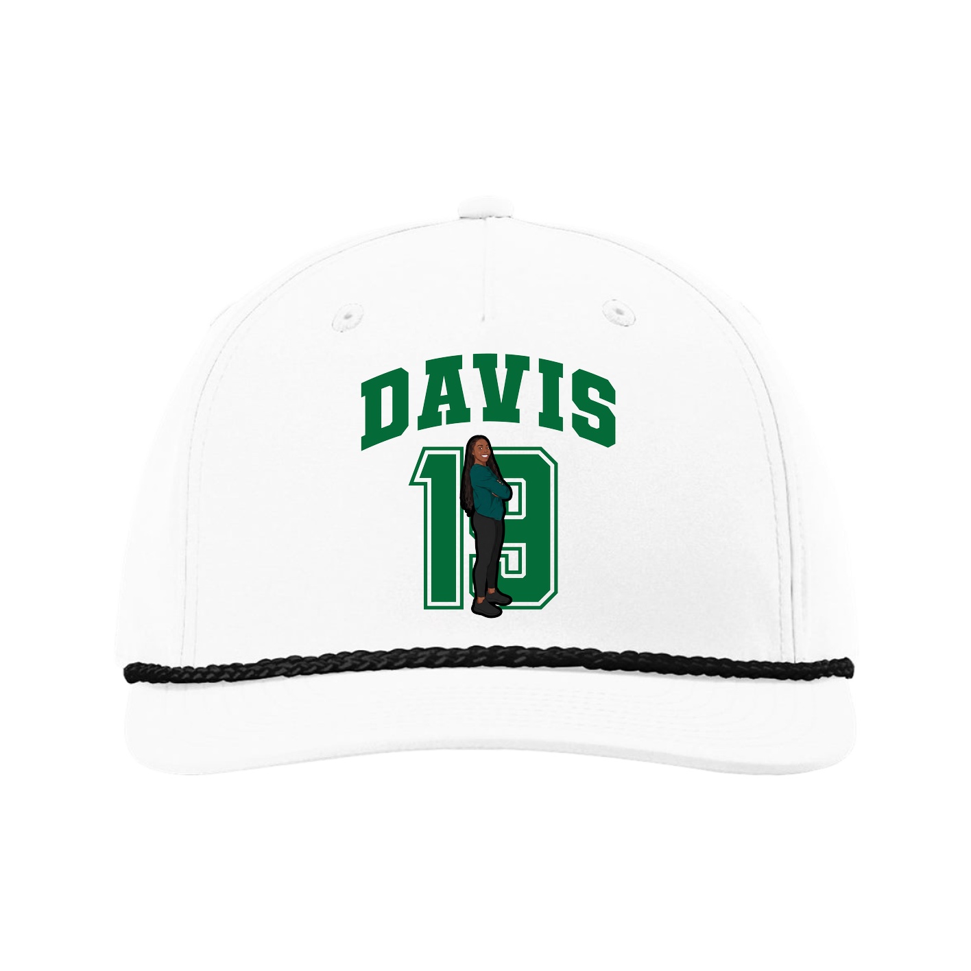 Five-Panel Classic Rope Cap — Number in White