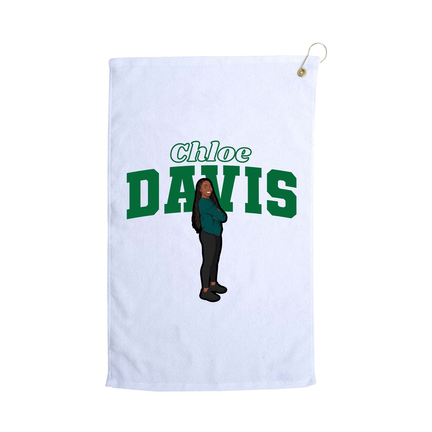 Golf Towel — Name Arch in White