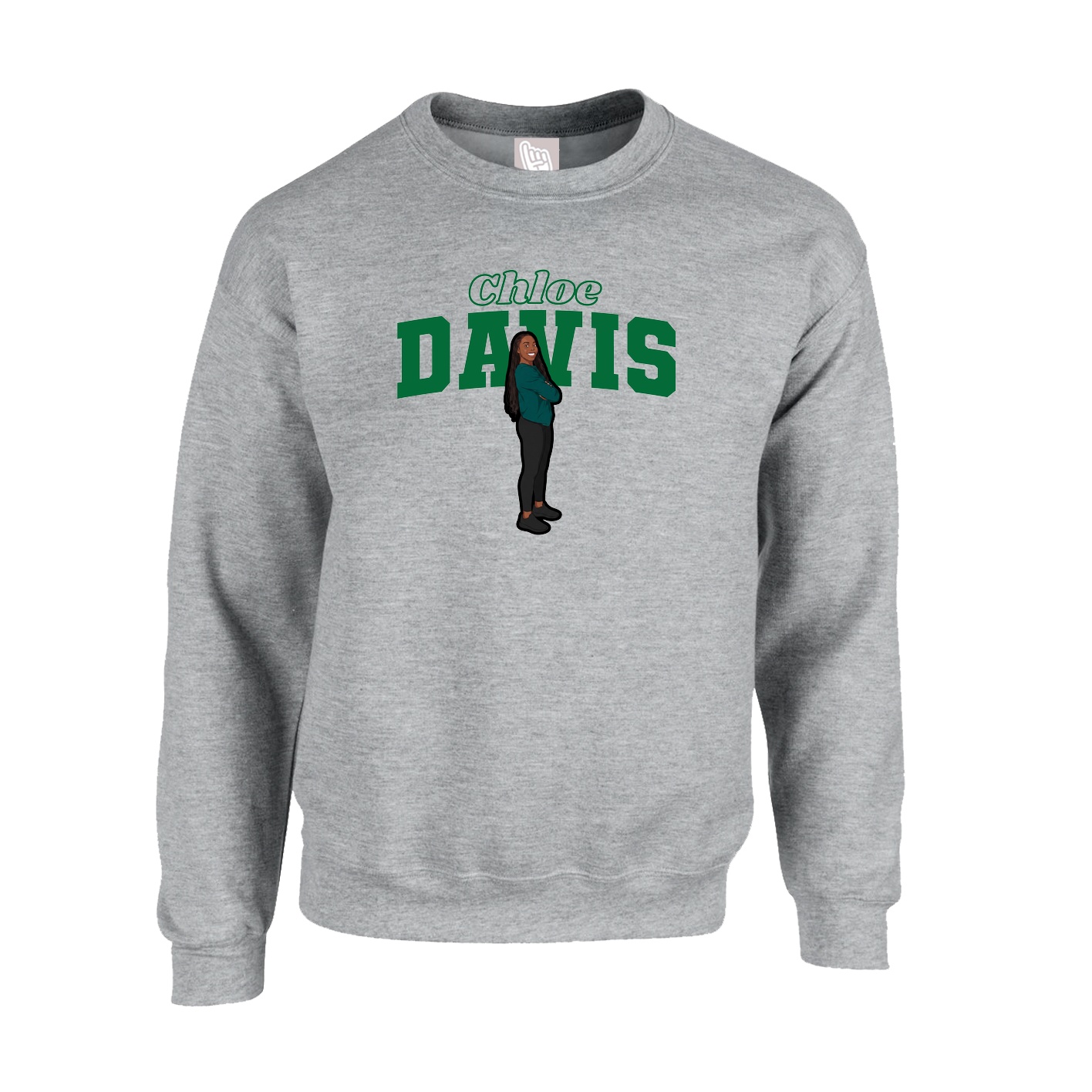 Fleece Crew — Name Arch in Grey