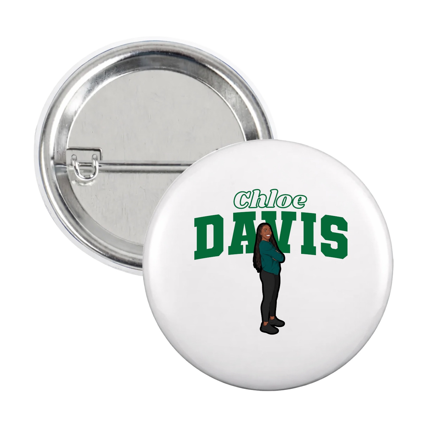 Game Day Button — Name Arch in White