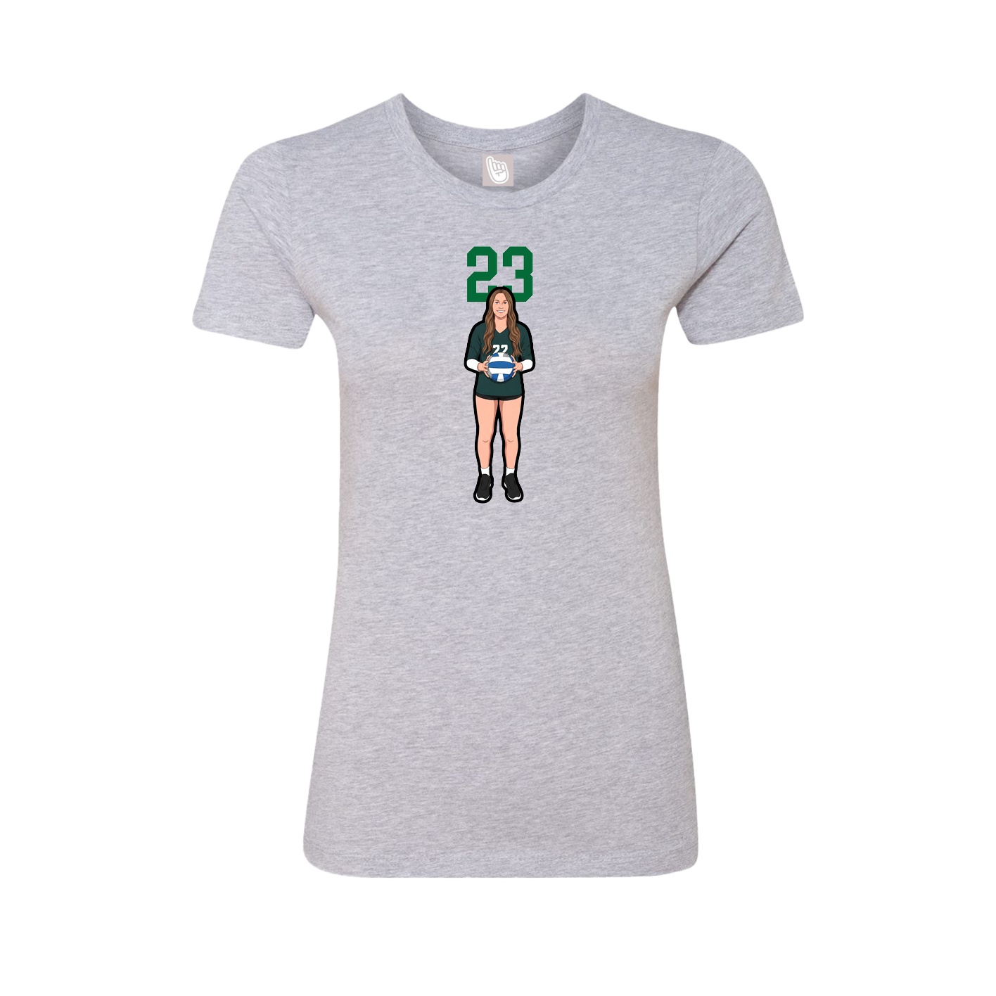 Fitted Women's Tee — Number Top in Grey