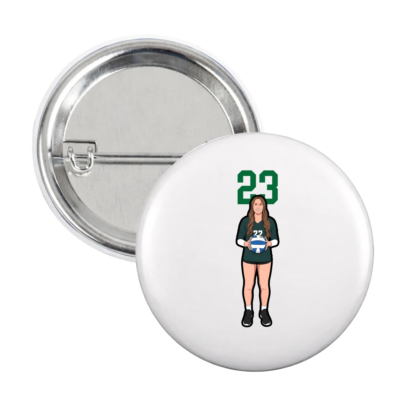 Game Day Button — Number Top in White