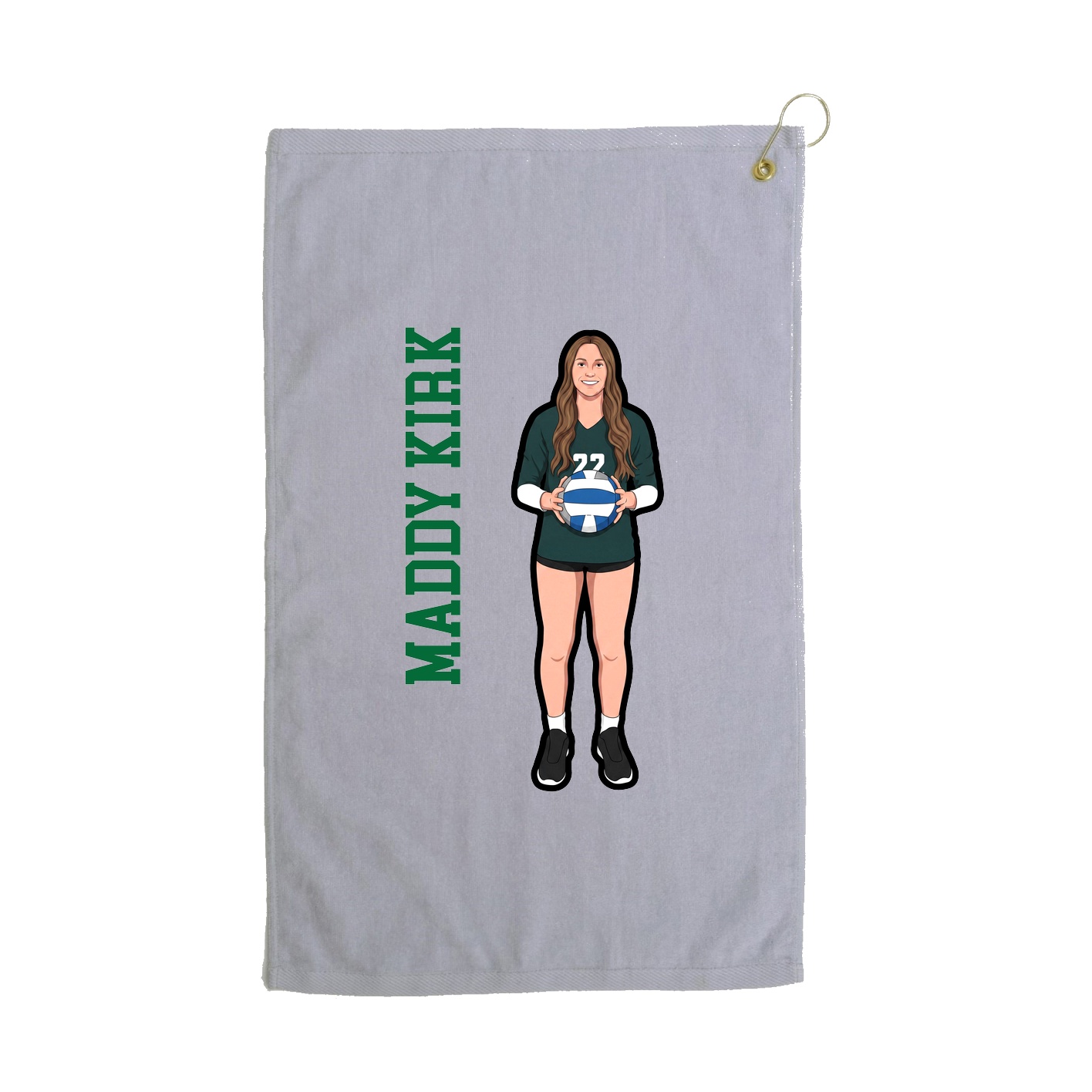Golf Towel — Name Vertical in Grey