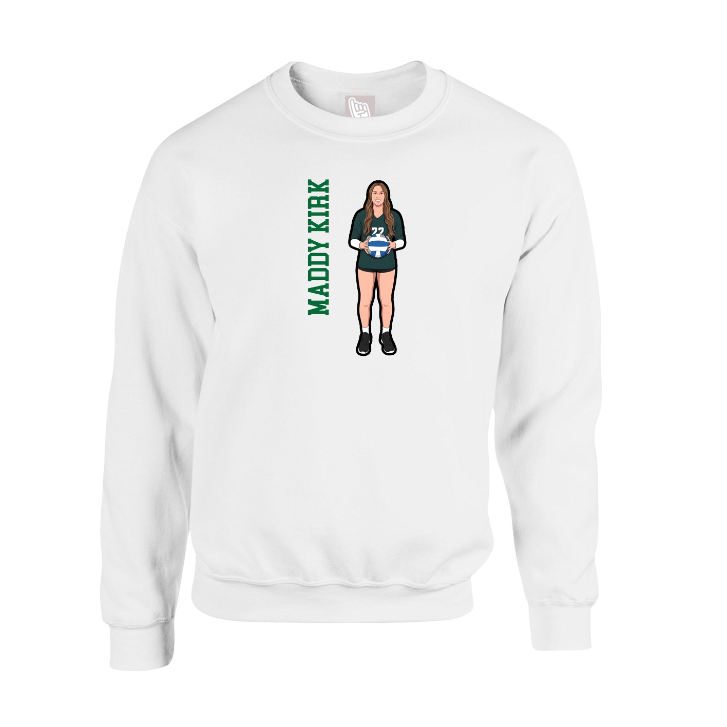 Fleece Crew — Name Vertical in White