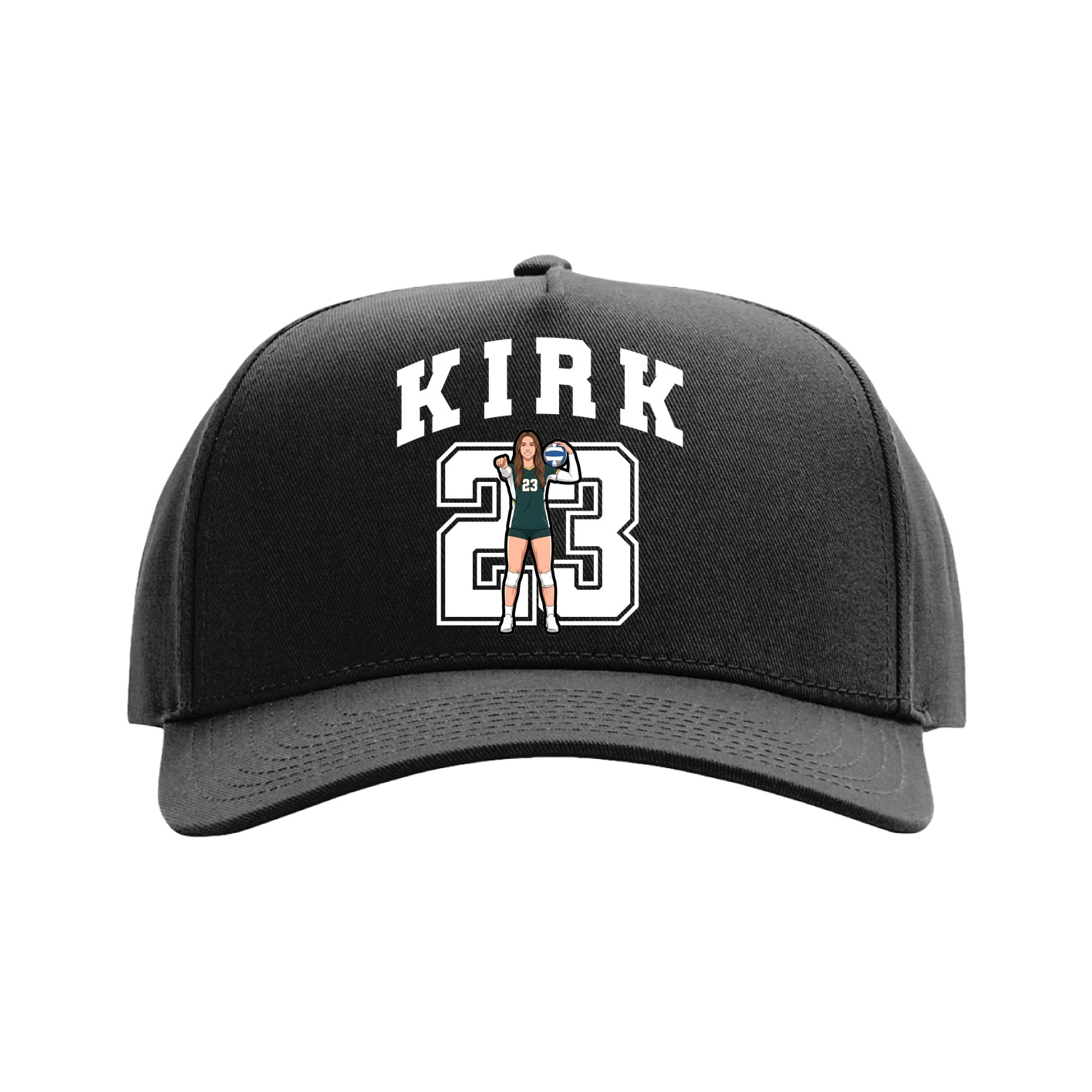 Full Fabric Five-Panel Champ Cap — Number in Black