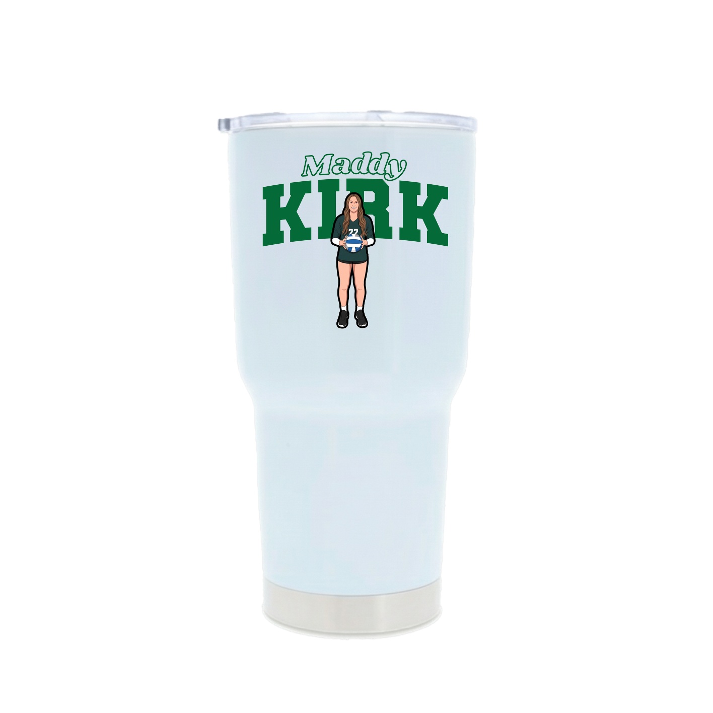 30oz Stainless Steel Tumbler — Name Arch in White