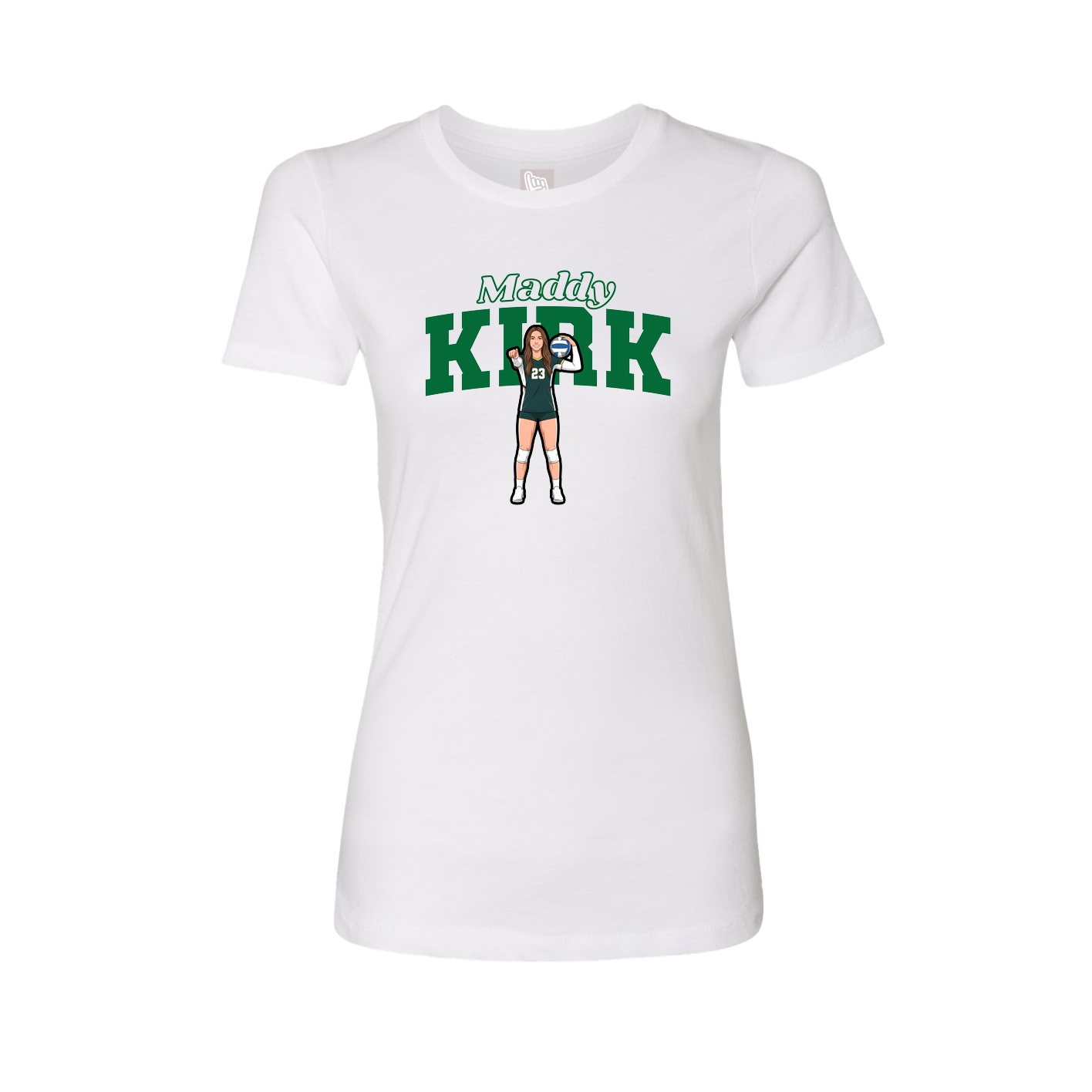 Fitted Women's Tee — Name Arch in White