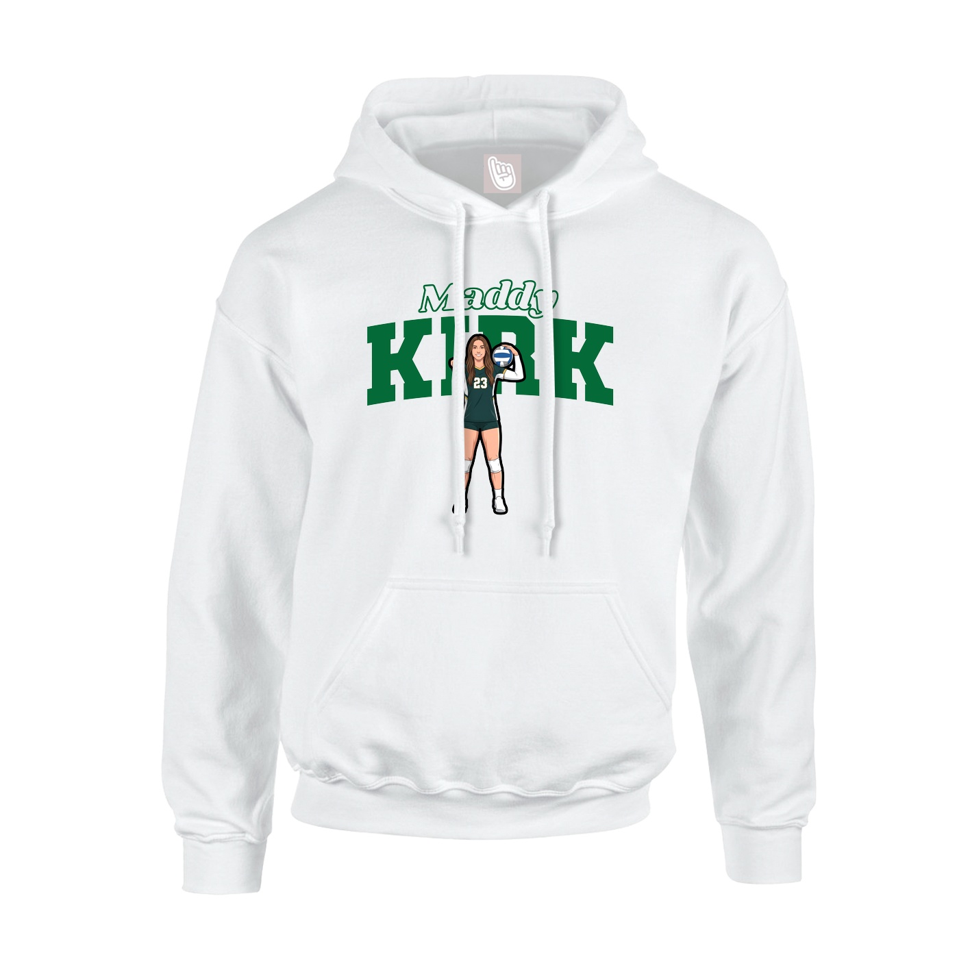 Youth Hoodie — Name Arch in White