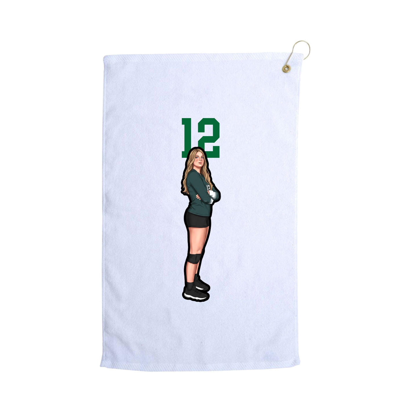 Golf Towel — Number Top in White