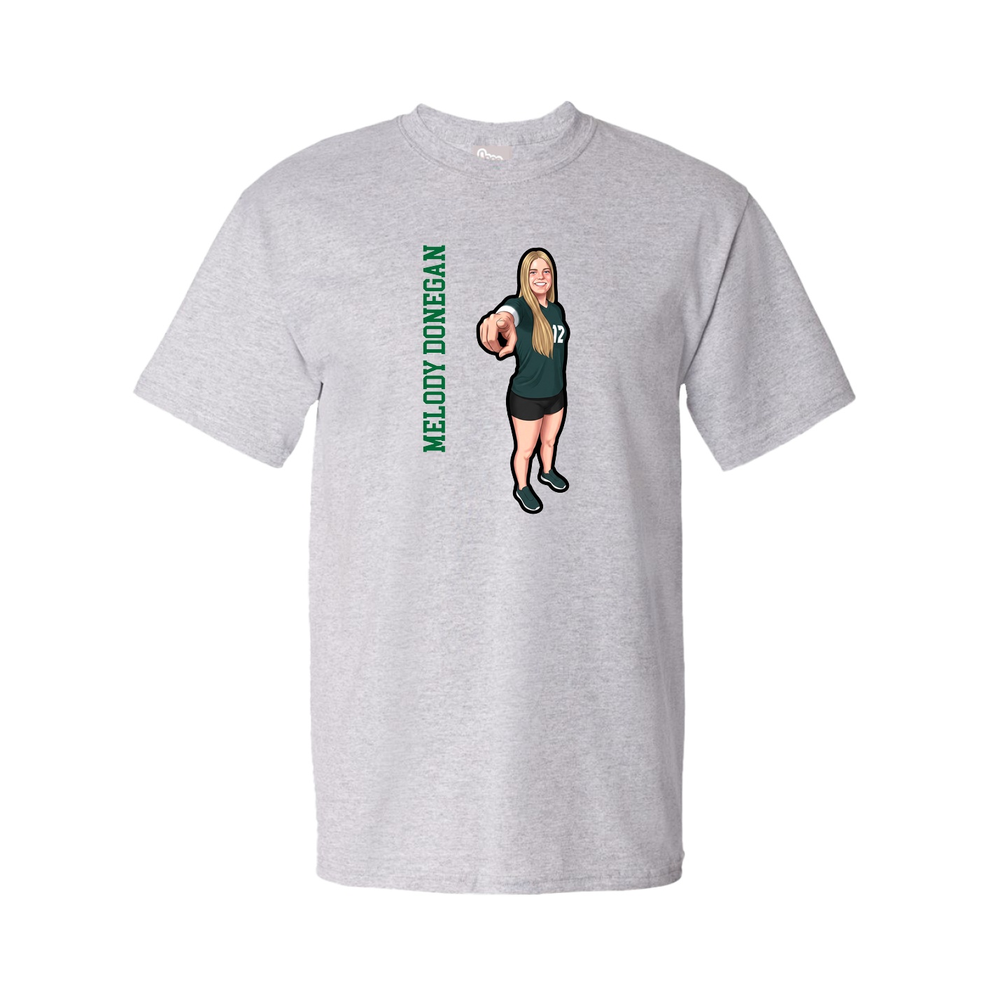 Youth Tee — Name Vertical in Grey