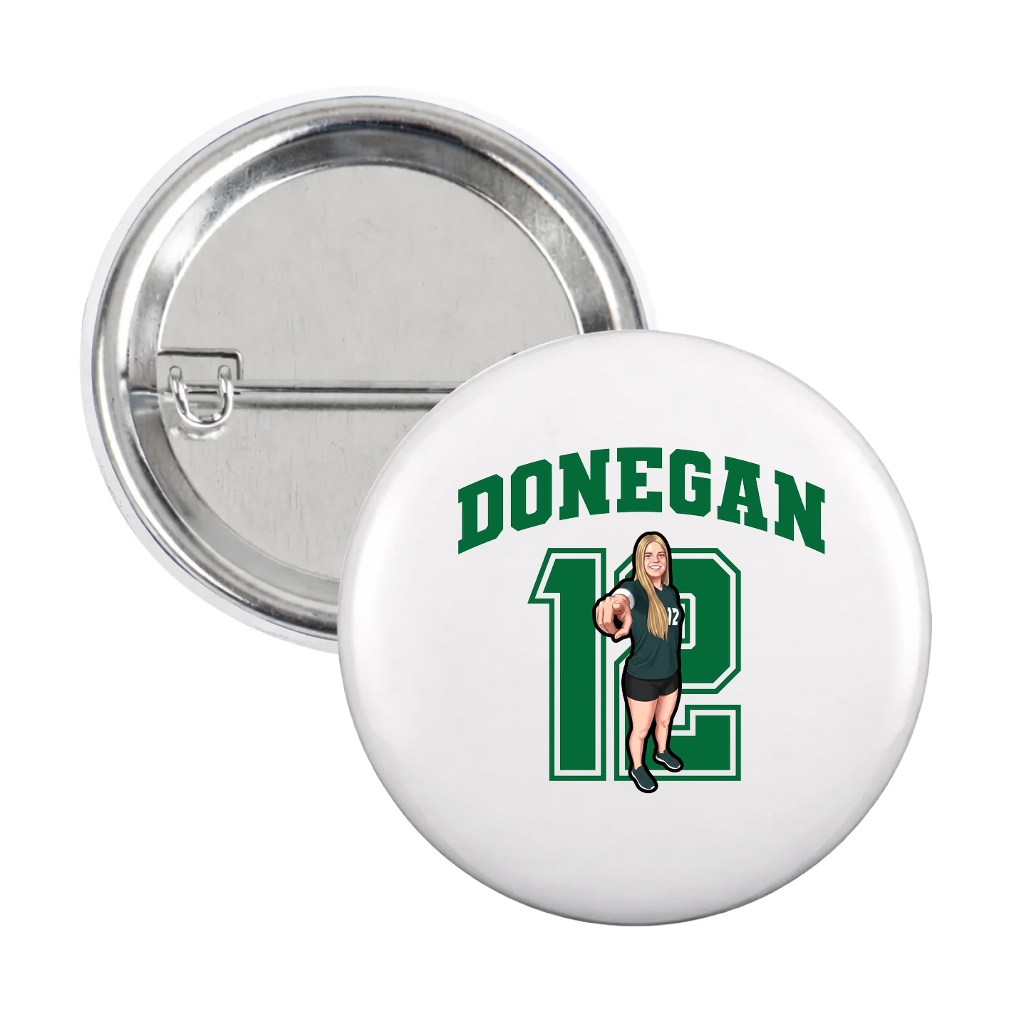 Game Day Button — Number in White