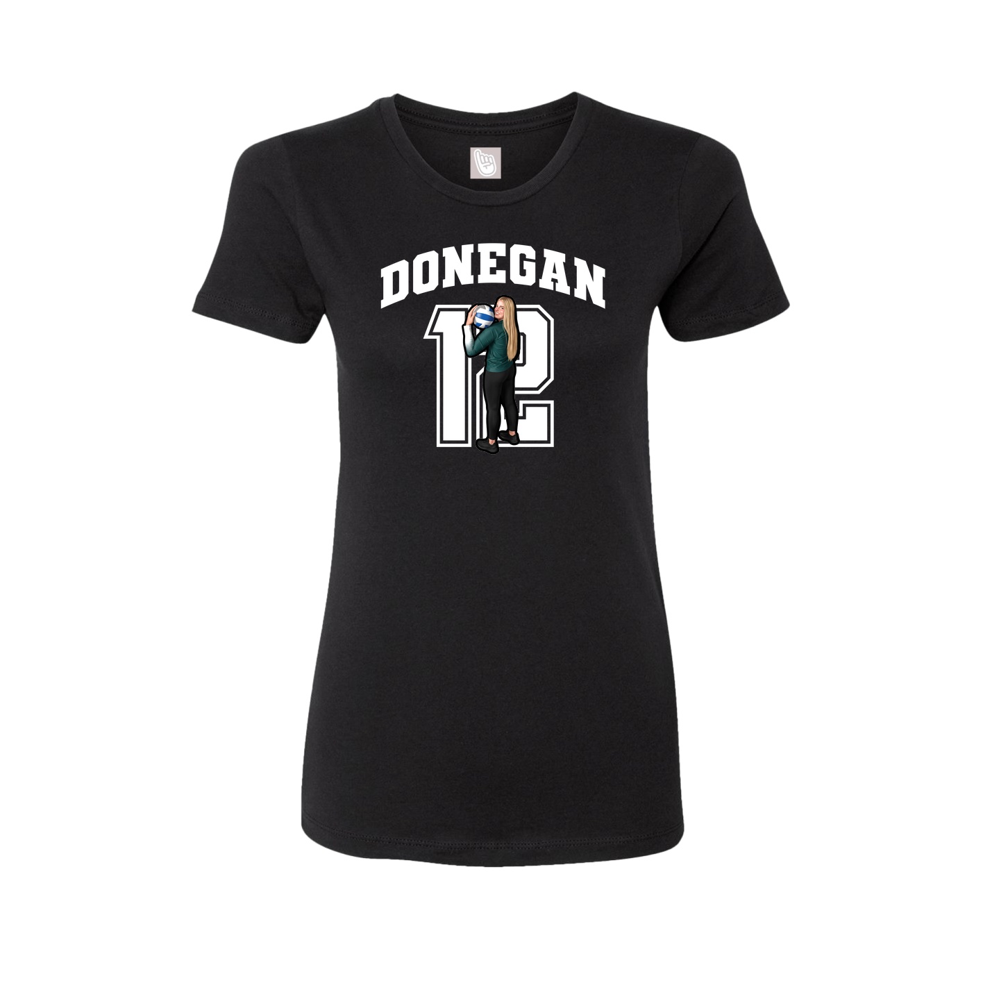 Fitted Women's Tee — Number in Black