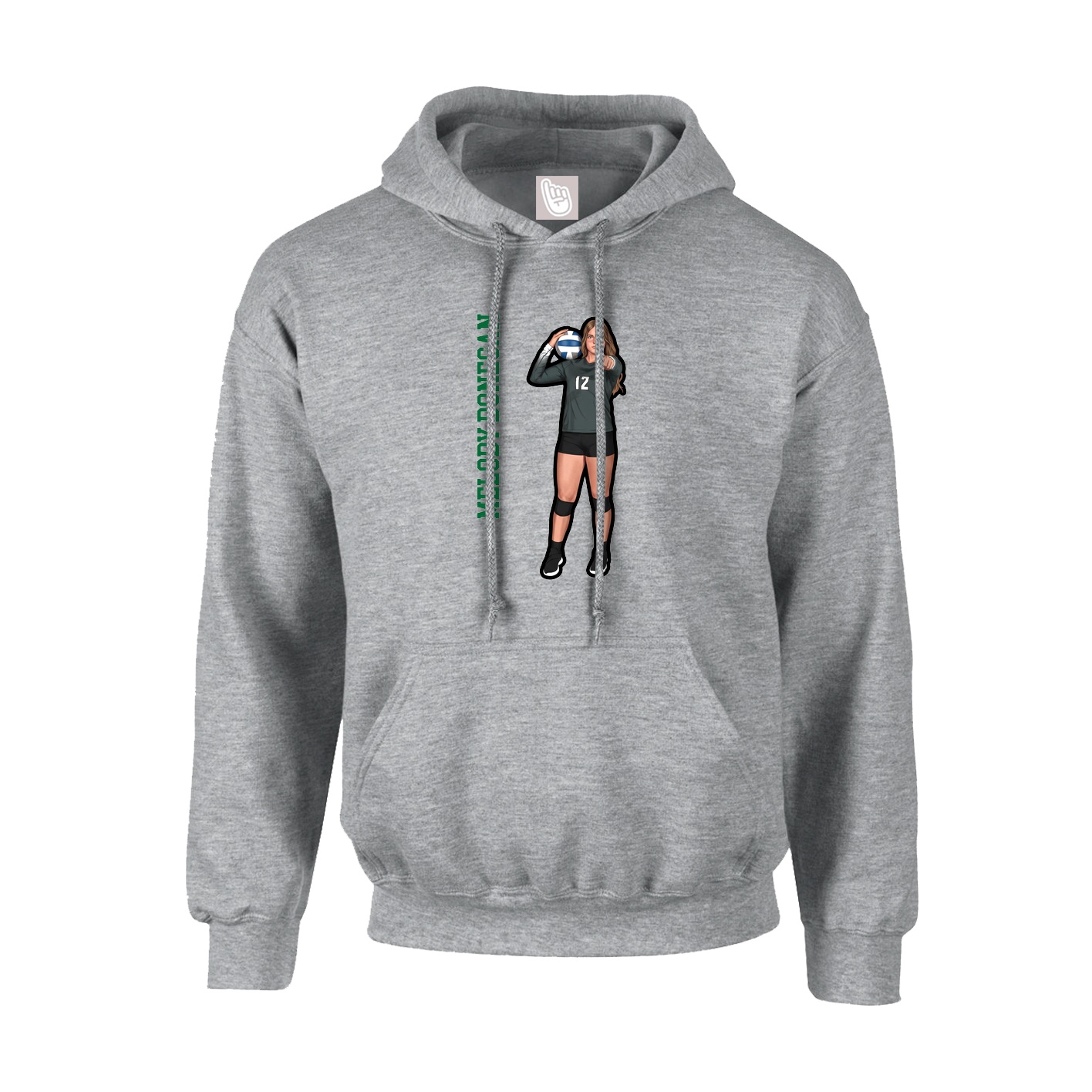 Youth Hoodie — Name Vertical in Grey