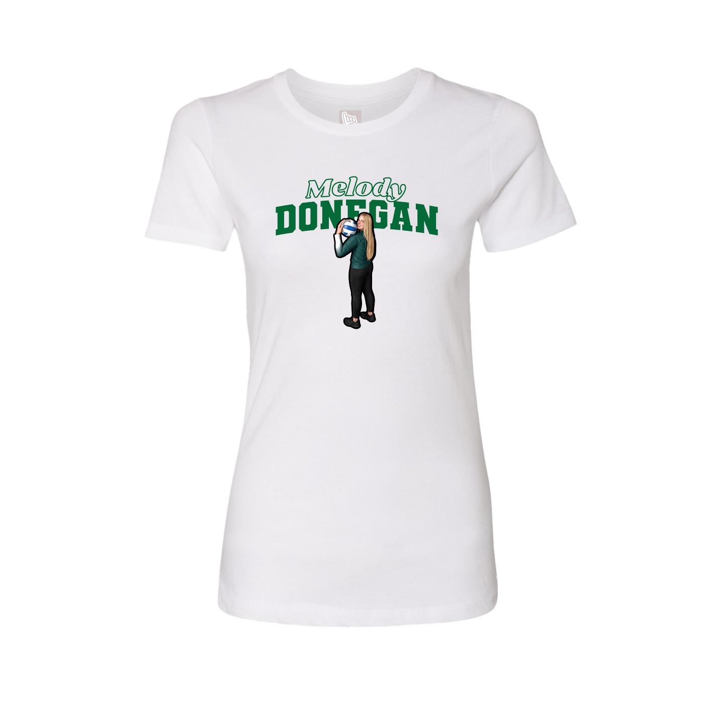 Fitted Women's Tee — Name Arch in White