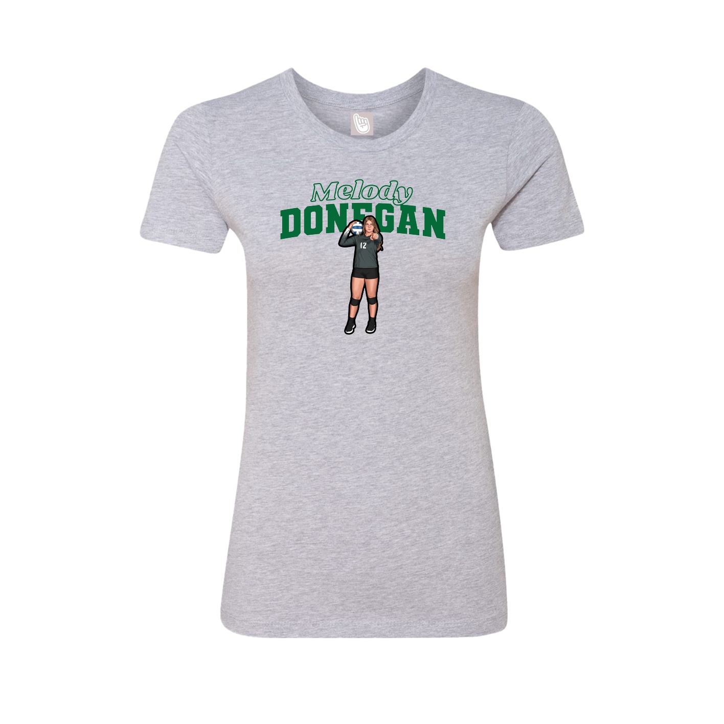 Fitted Women's Tee — Name Arch in Grey