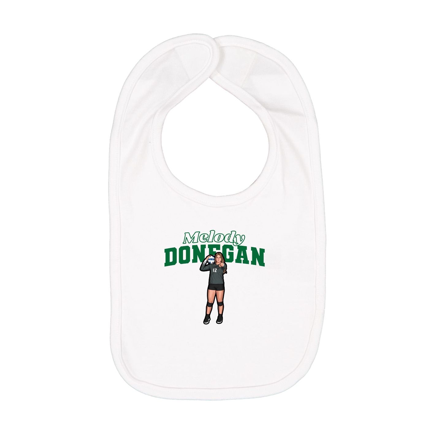 Infant Bib — Name Arch in White