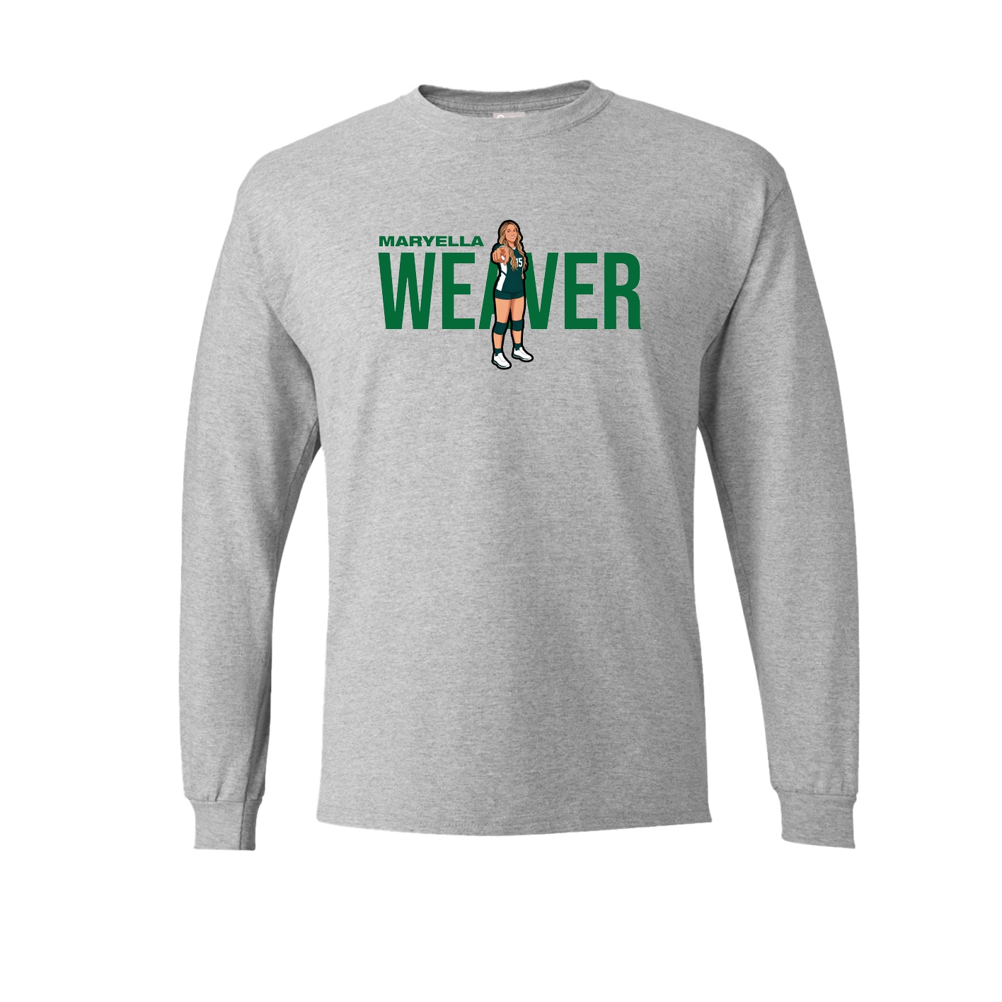 Long Sleeve Tee — Player Name in Grey