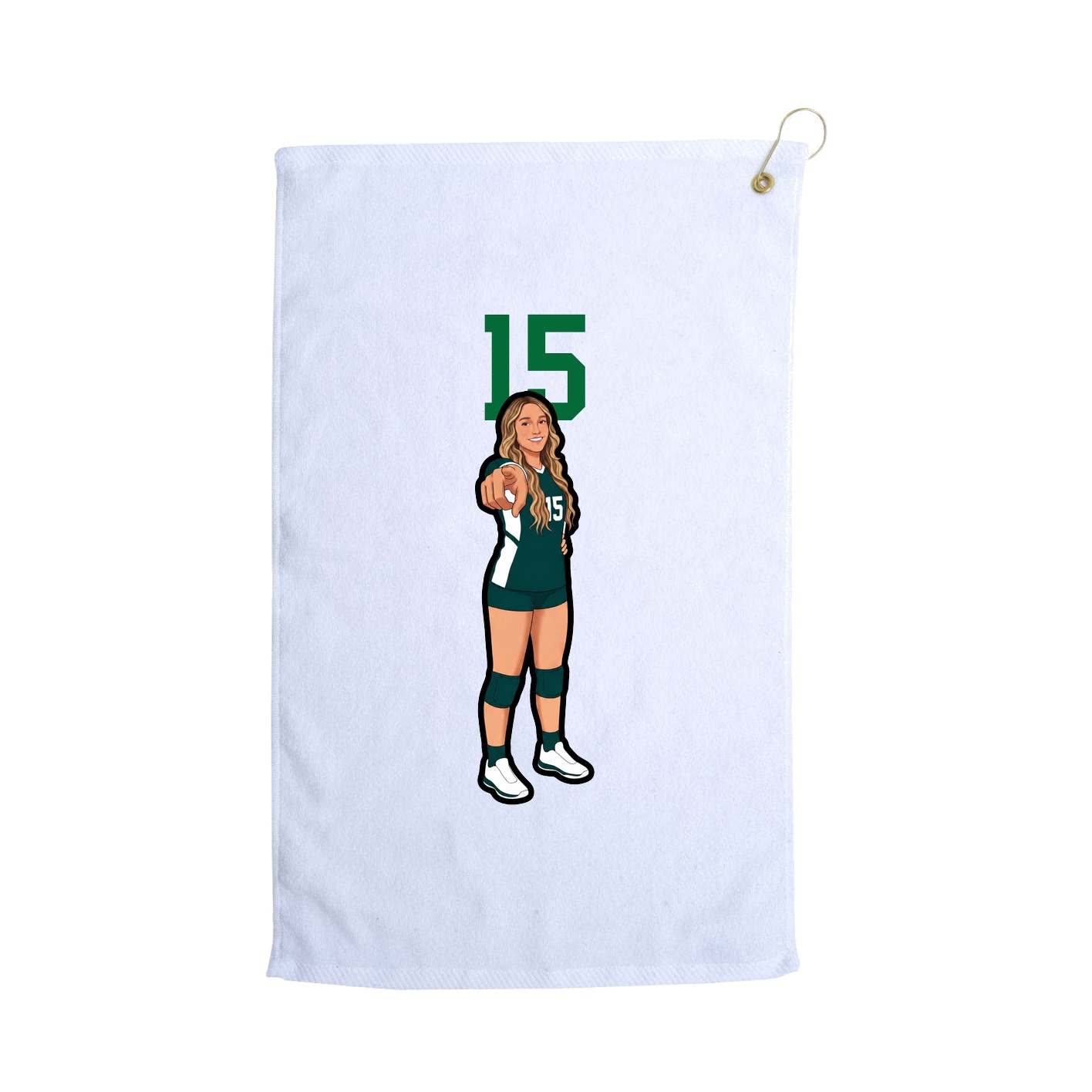 Golf Towel — Number Top in White