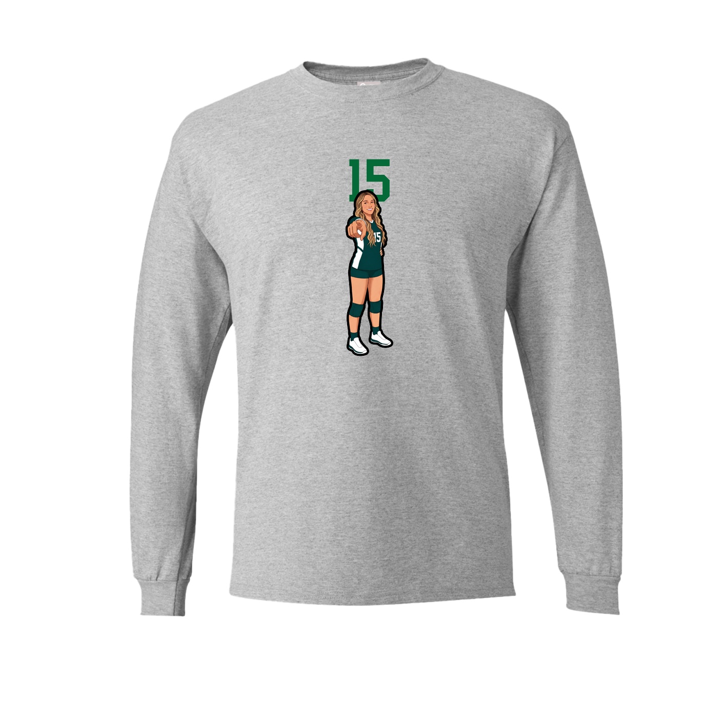 Long Sleeve Tee — Number Top in Grey