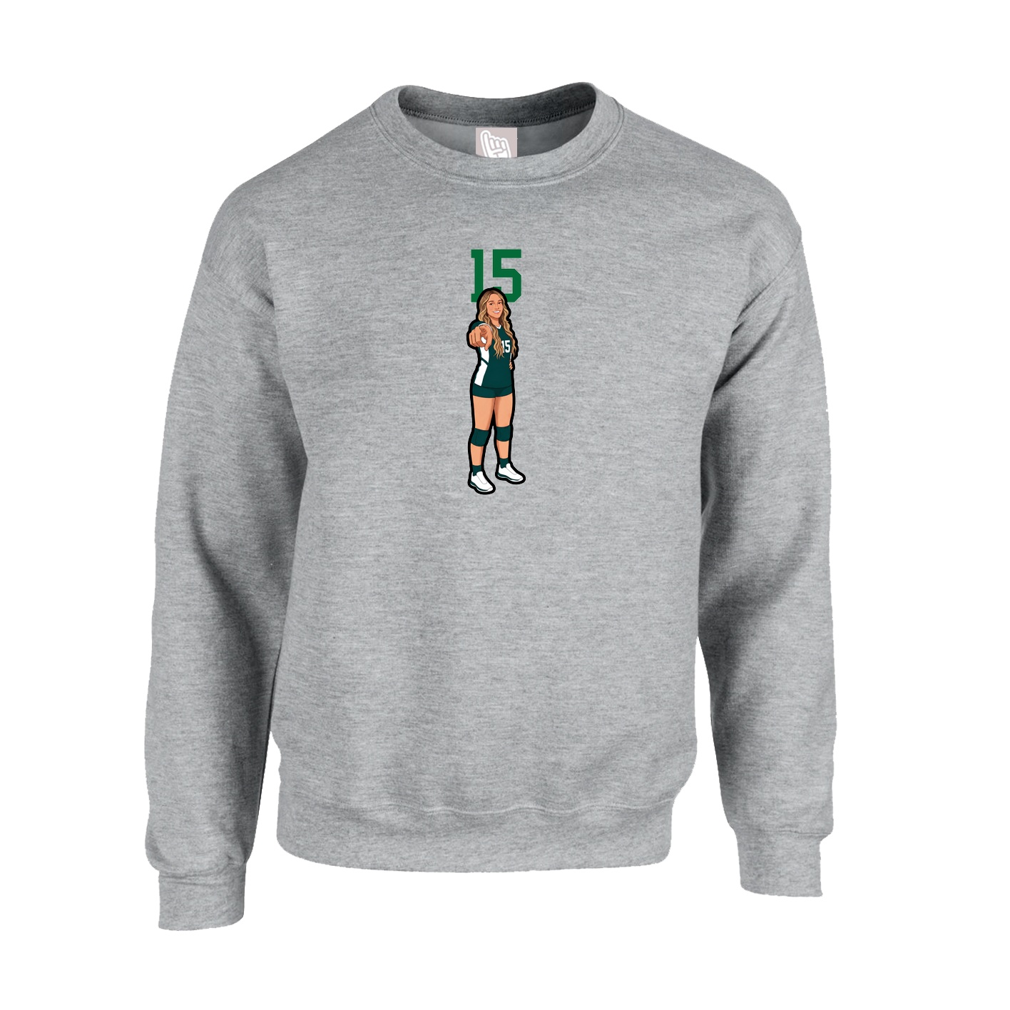 Fleece Crew — Number Top in Grey