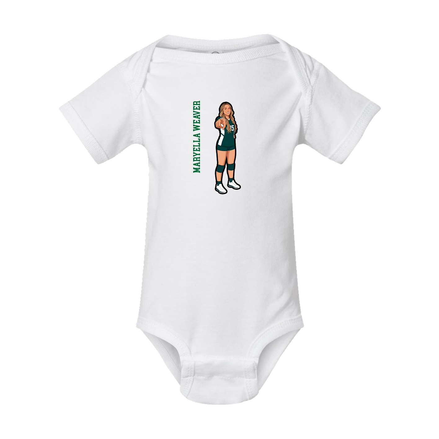 Baby Onesie — Name Vertical in White
