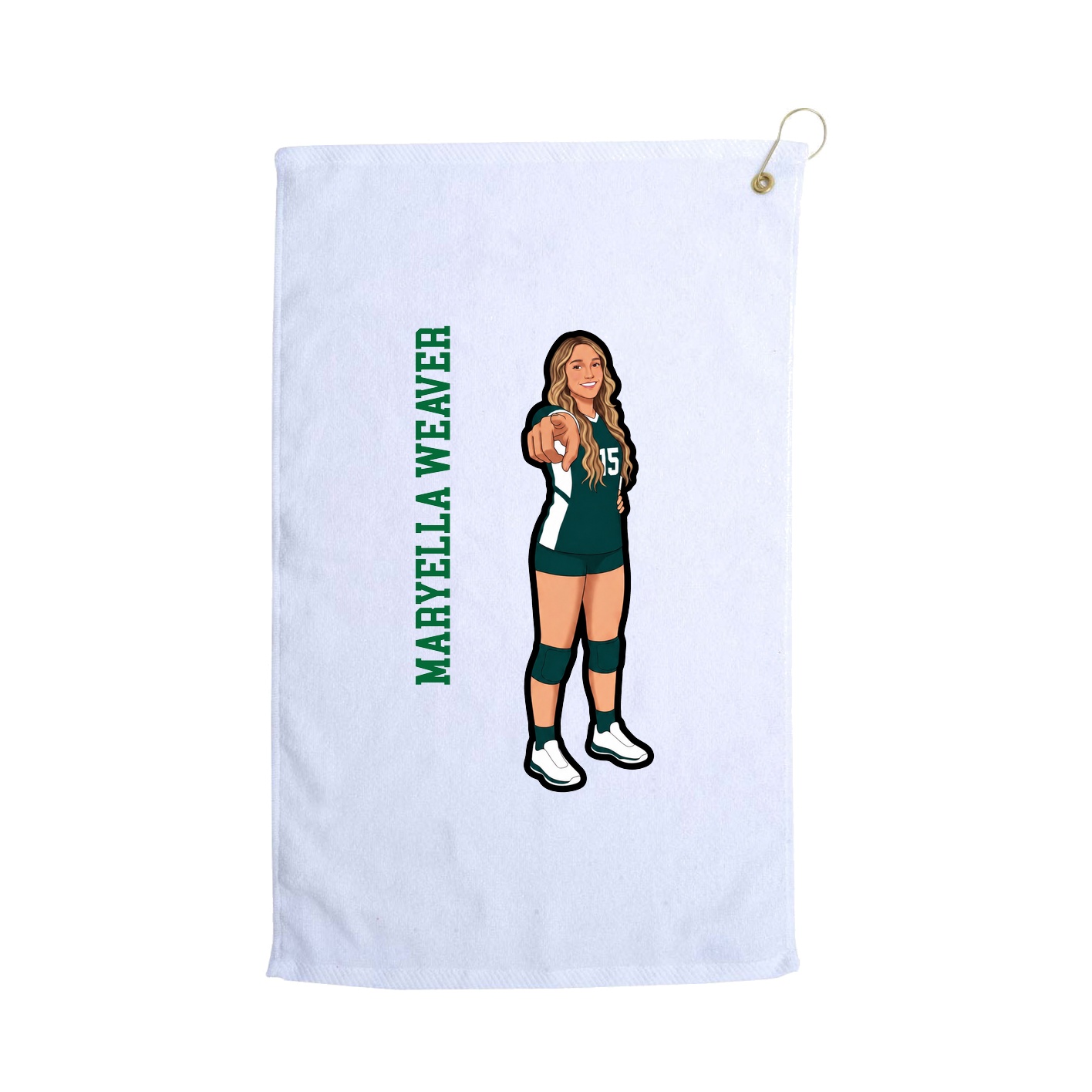 Golf Towel — Name Vertical in White