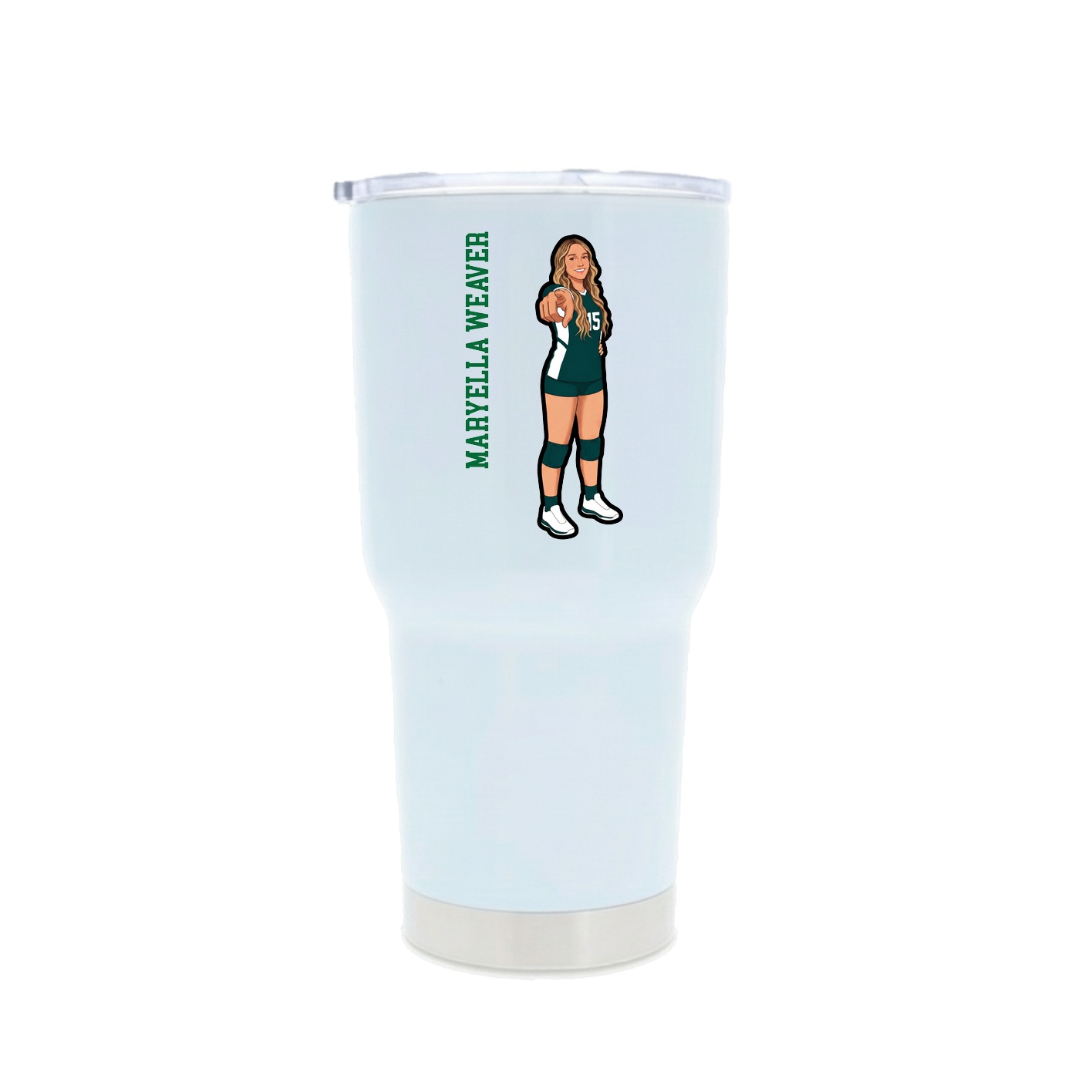 30oz Stainless Steel Tumbler — Name Vertical in White