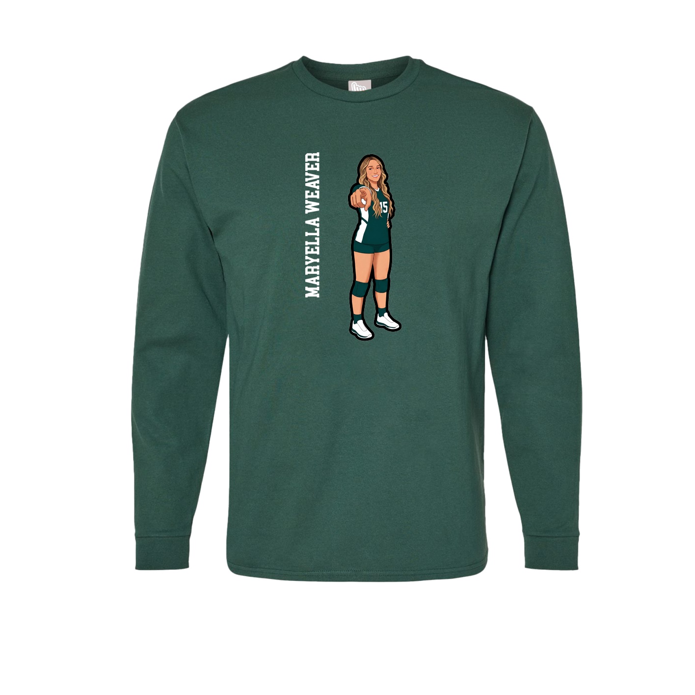 Long Sleeve Tee — Name Vertical in Green