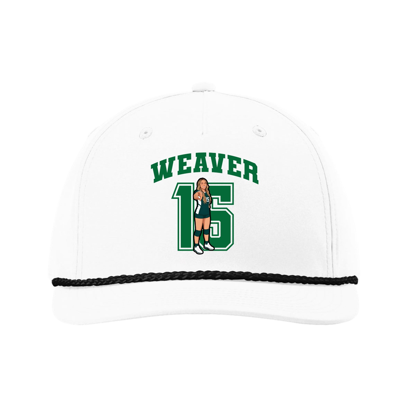 Five-Panel Classic Rope Cap — Number in White