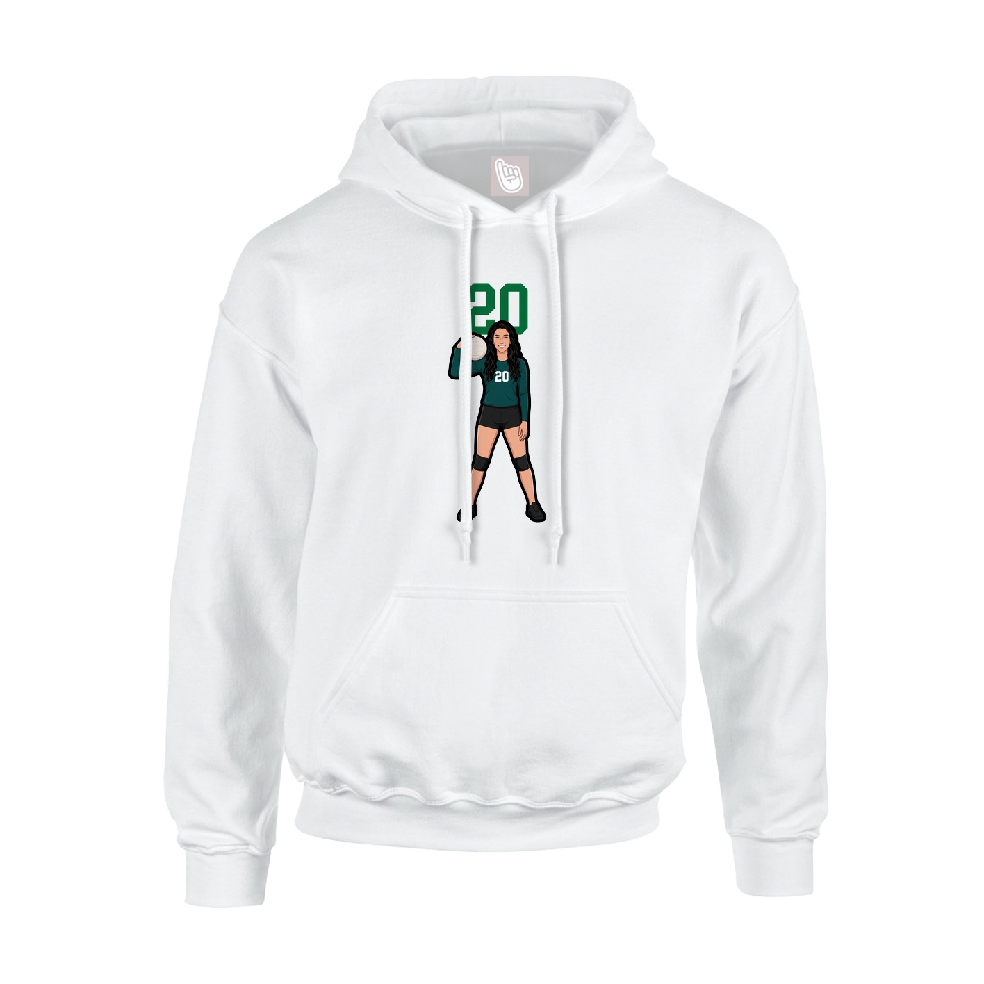Youth Hoodie — Number Top in White