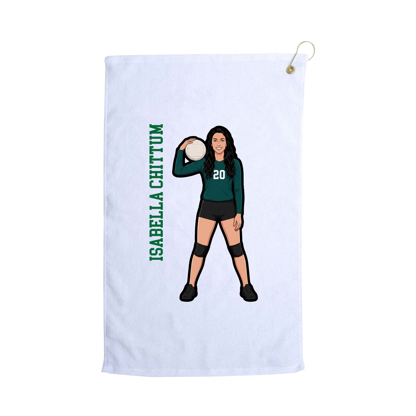 Golf Towel — Name Vertical in White