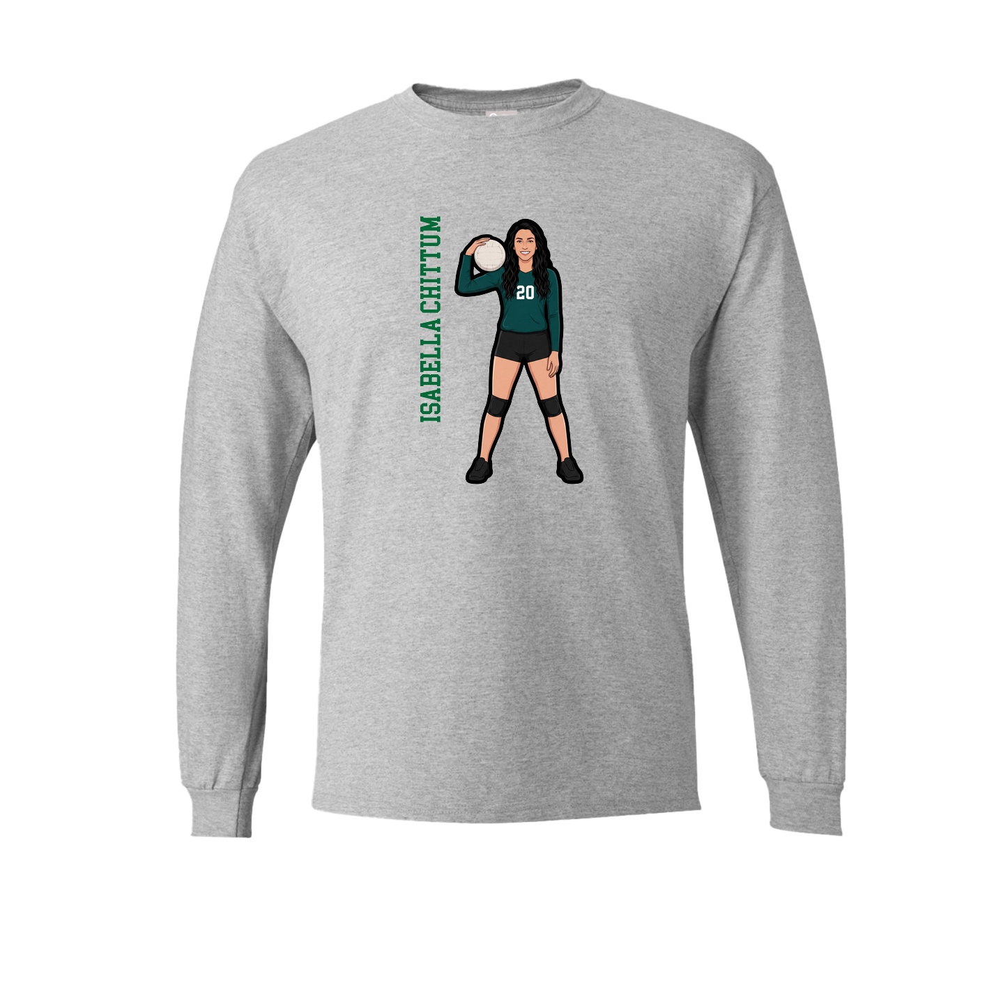 Long Sleeve Tee — Name Vertical in Grey