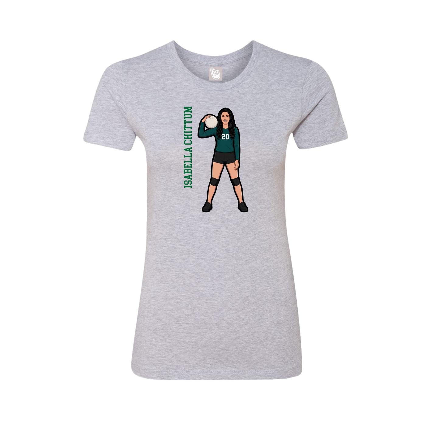 Fitted Women's Tee — Name Vertical in Grey