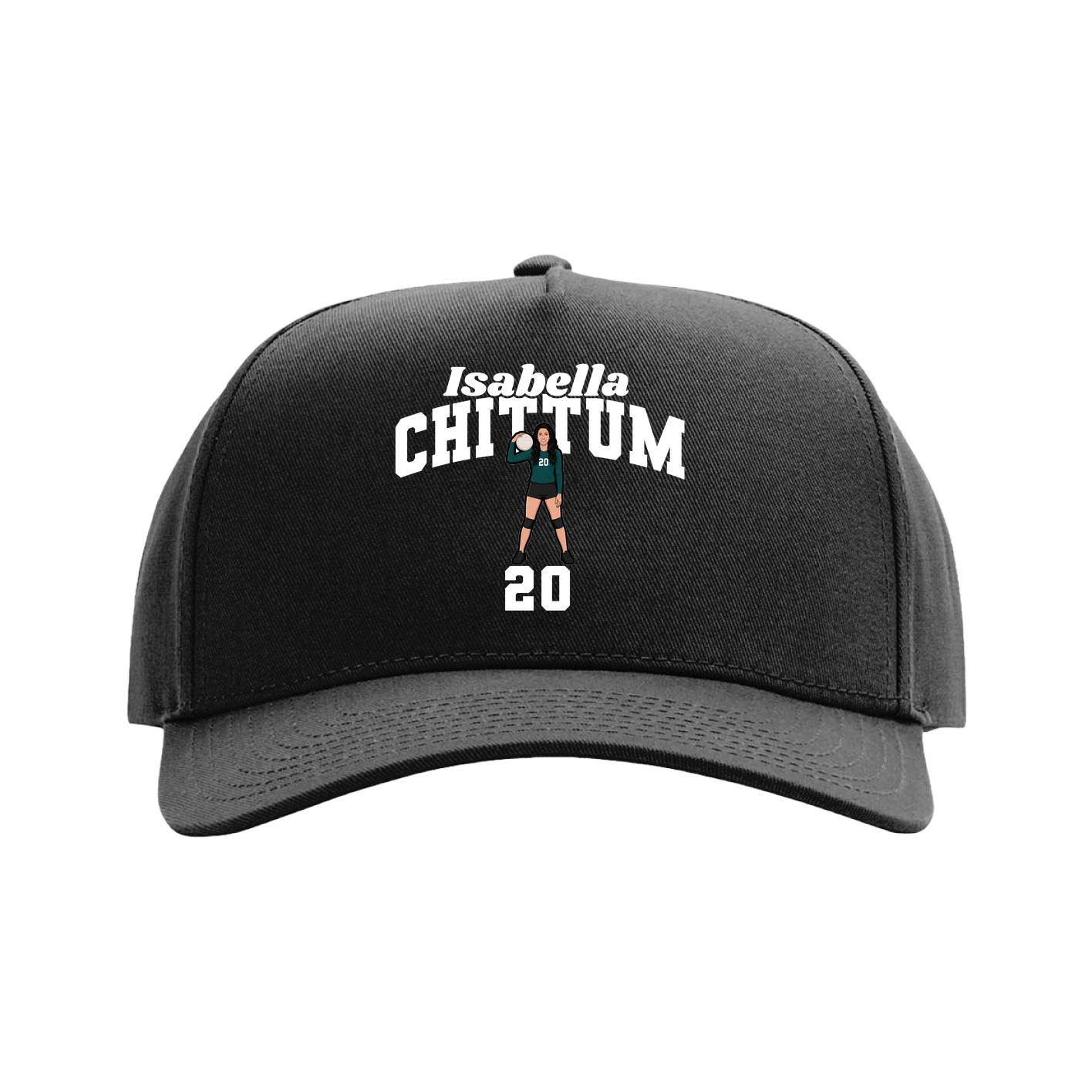 Full Fabric Five-Panel Champ Cap — Signature Arch in Black