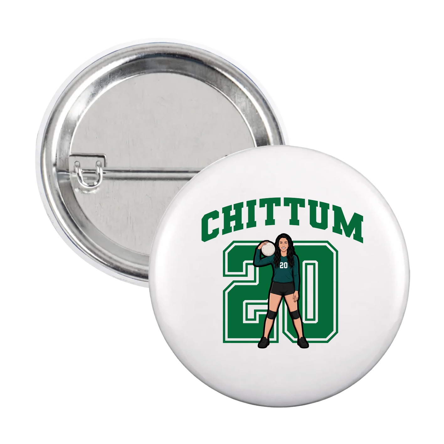 Game Day Button — Number in White