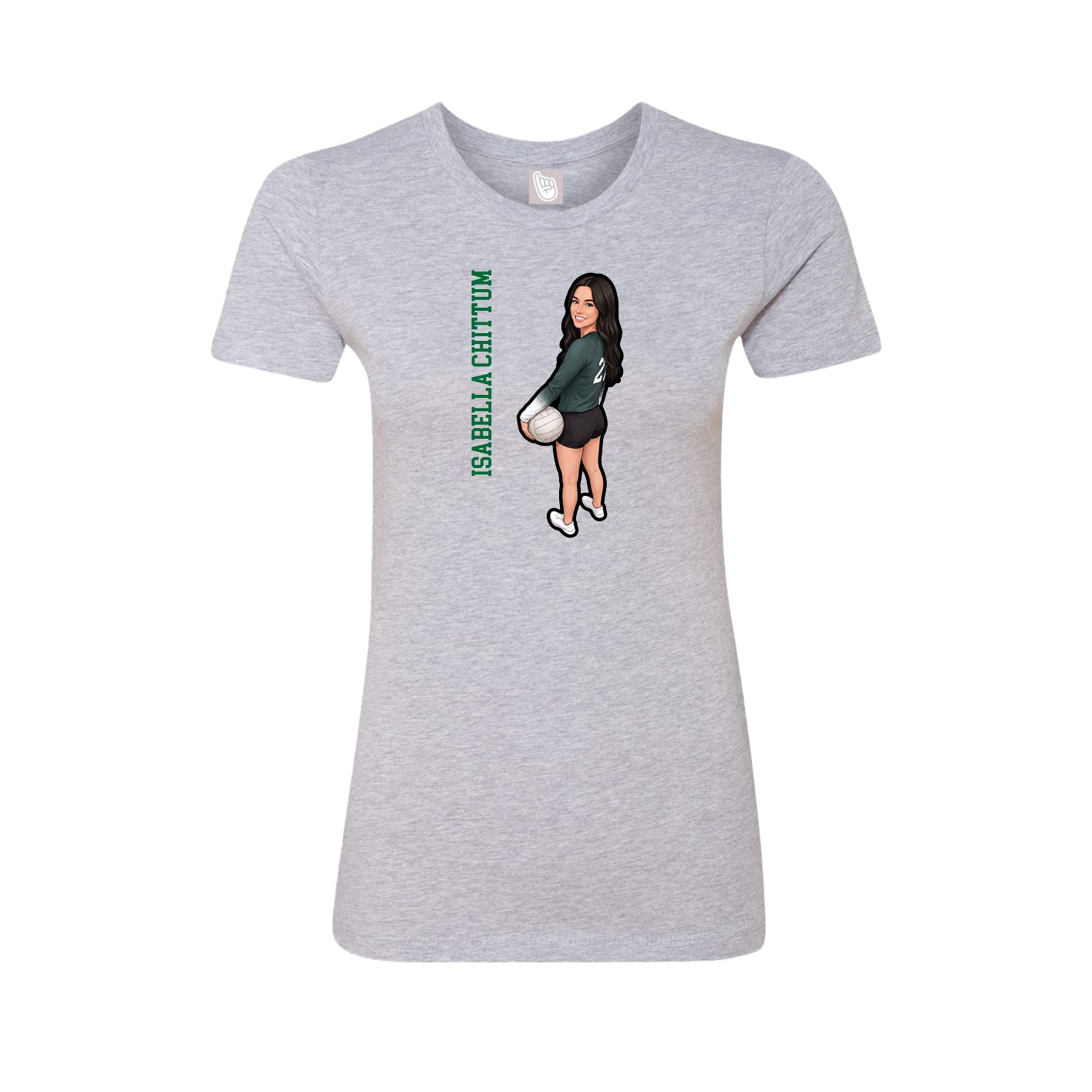 Fitted Women's Tee — Name Vertical in Grey
