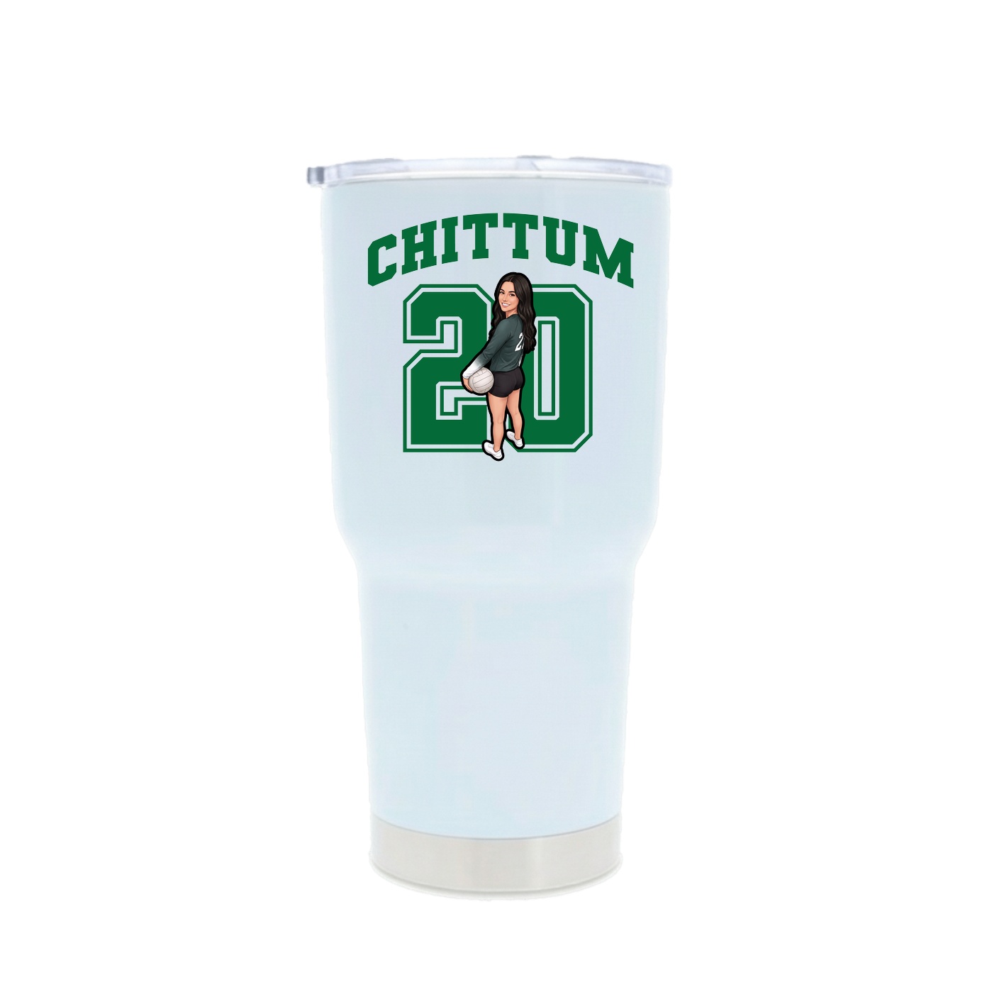 30oz Stainless Steel Tumbler — Number in White