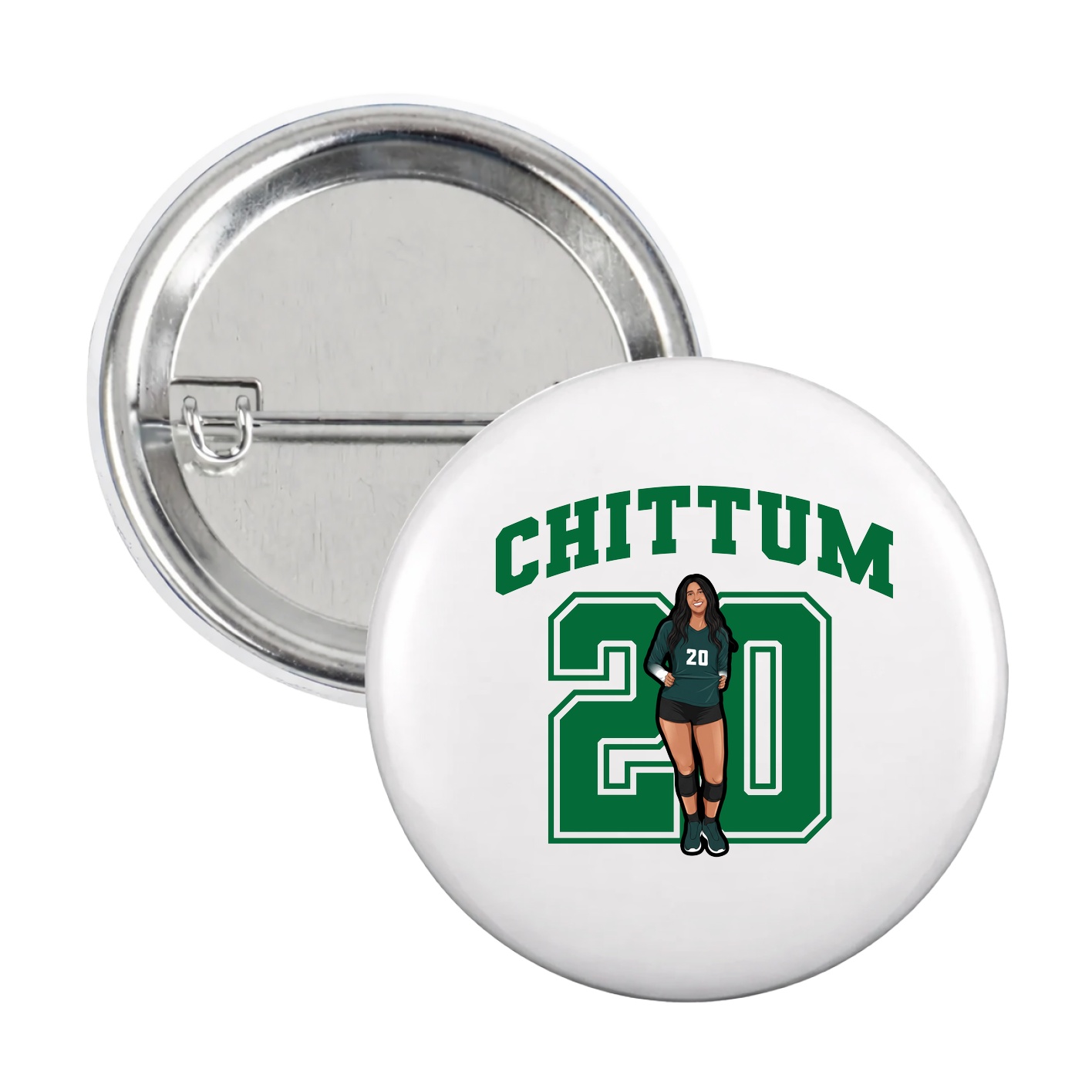 Game Day Button — Number in White