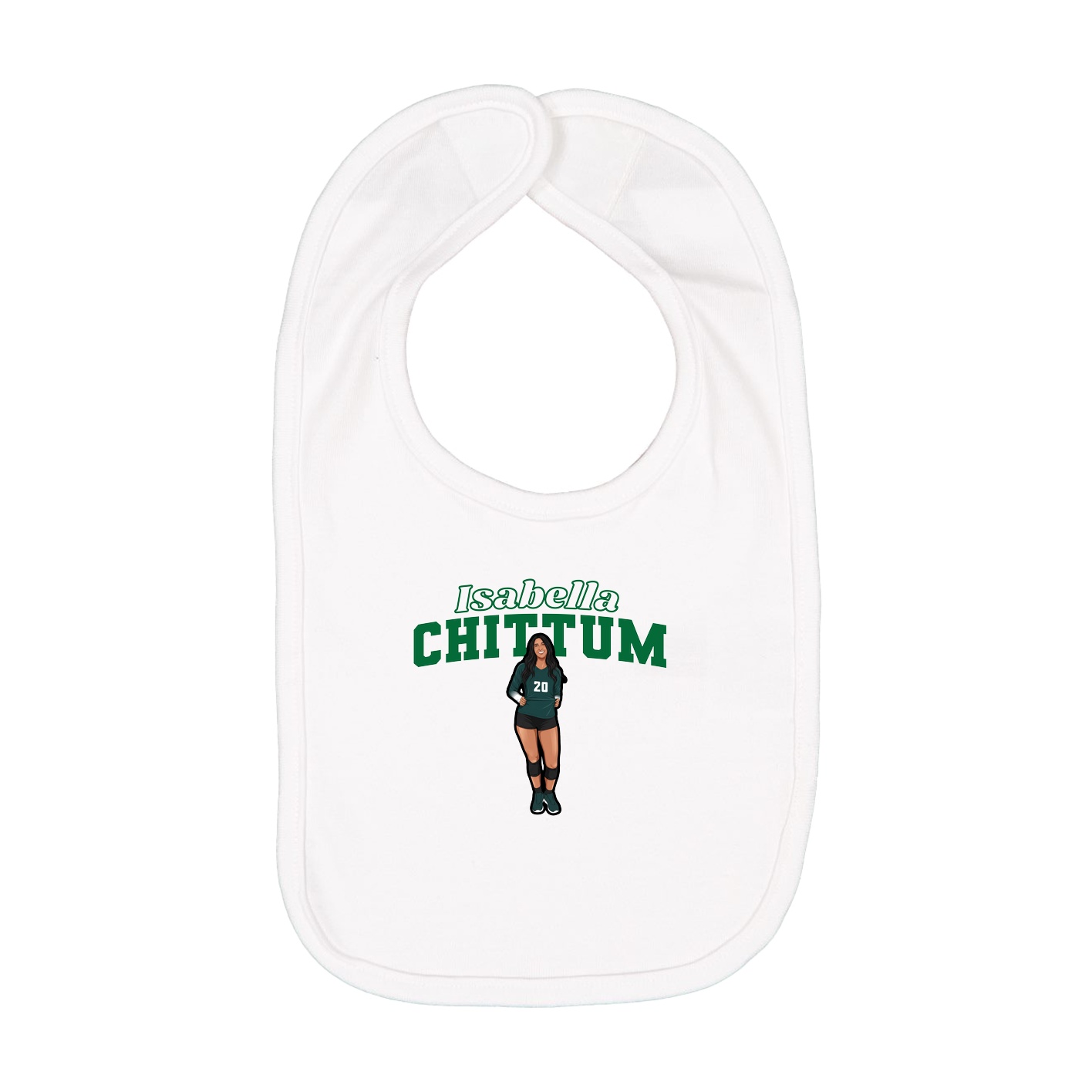 Infant Bib — Name Arch in White