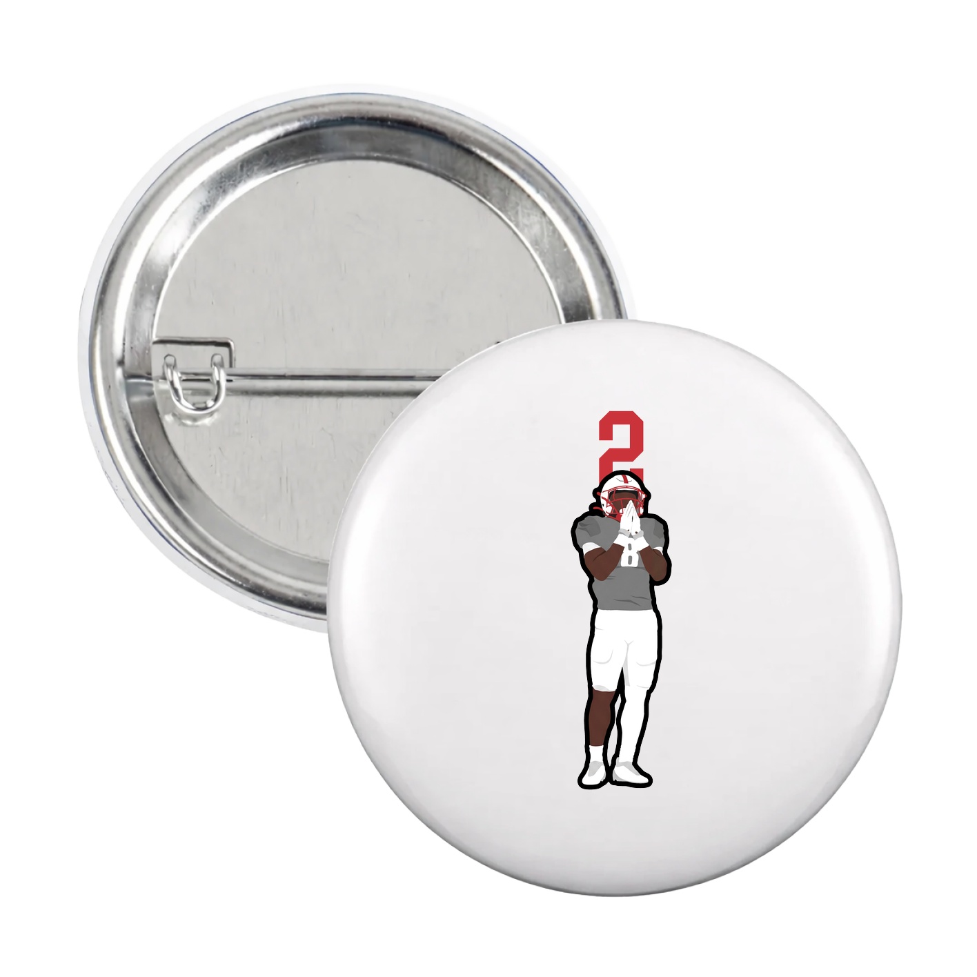 Game Day Button — Number Top in White
