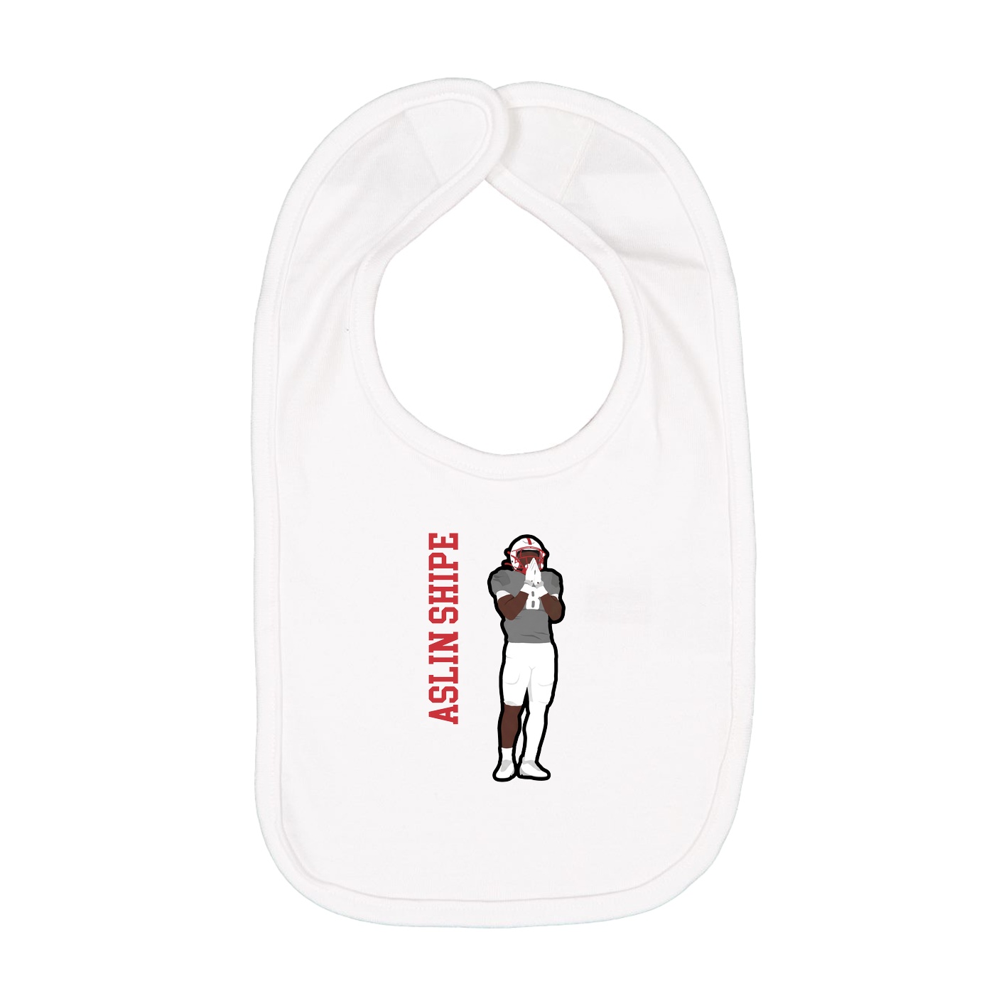 Infant Bib — Name Vertical in White