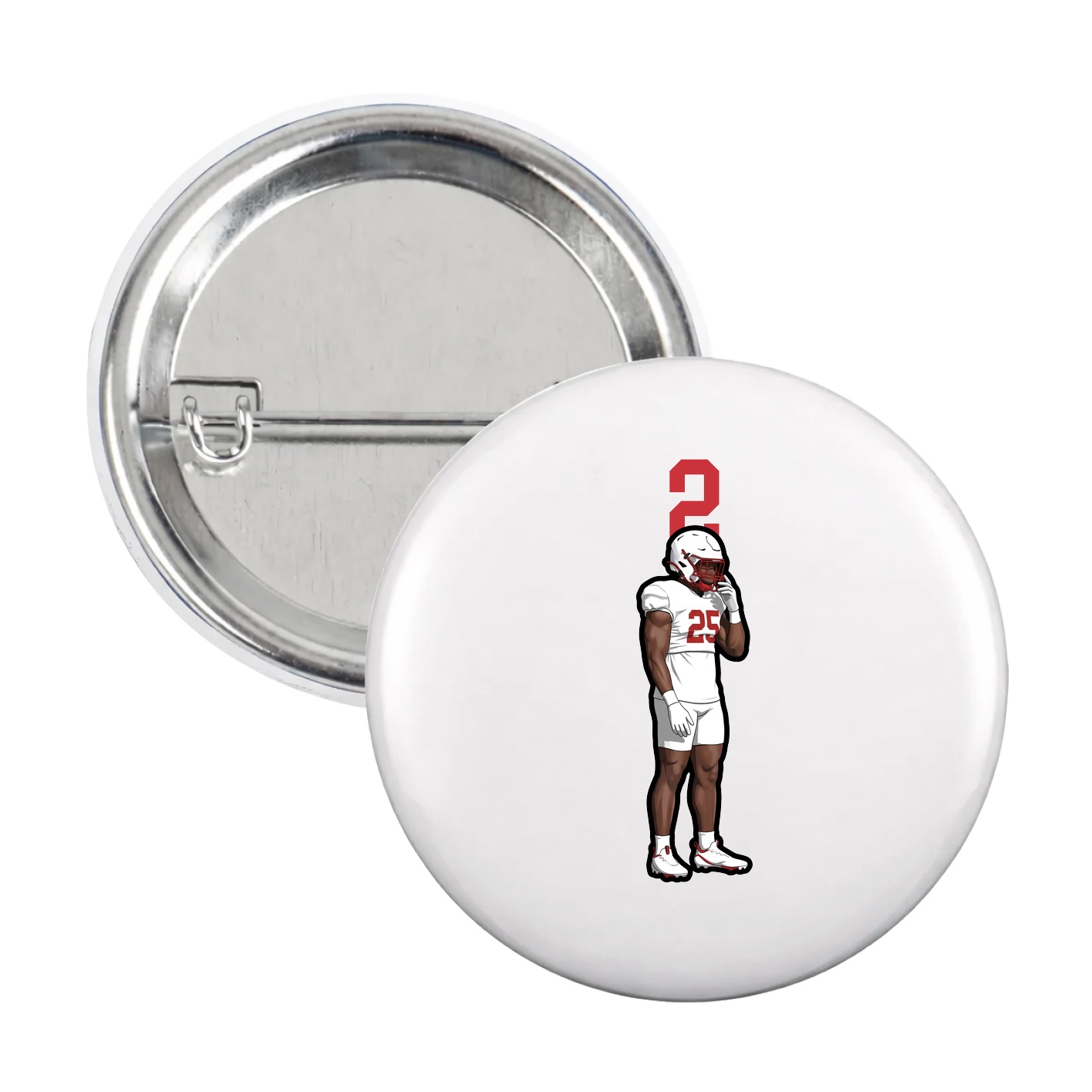 Game Day Button — Number Top in White