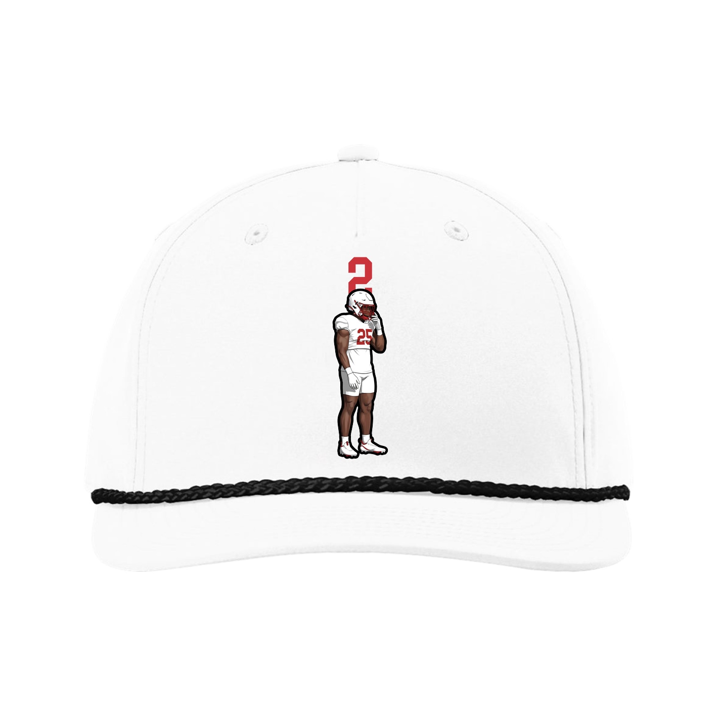 Five-Panel Classic Rope Cap — Number Top in White