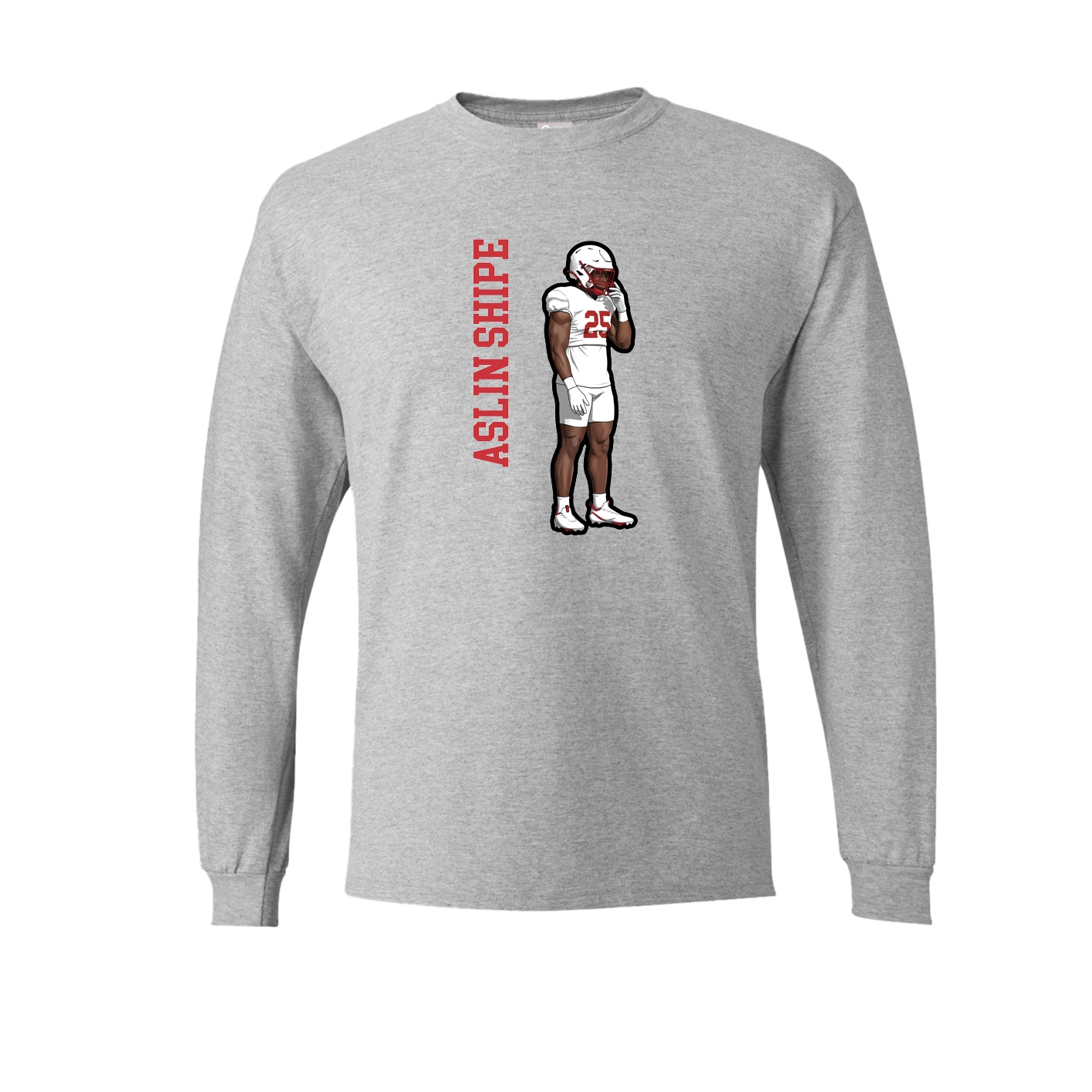 Long Sleeve Tee — Name Vertical in Grey
